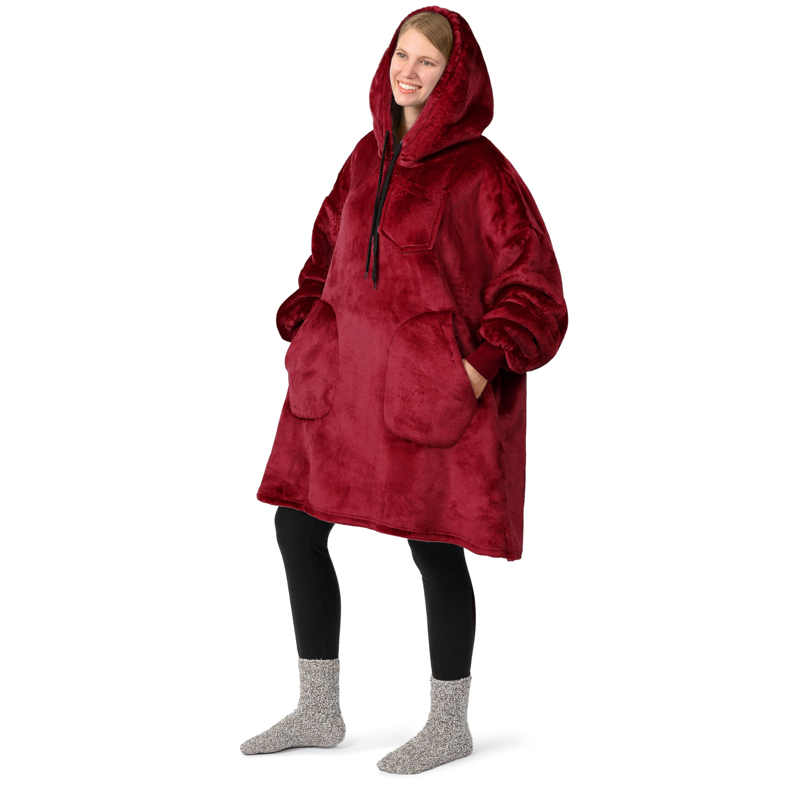PAVILIA Women's Sherpa Wearable Blanket Hoodie - Oversized Fleece Hooded Sweatshirt for Men & Women | Cozy Lounge Wear for Movie Nights, Camping & Home Relaxation