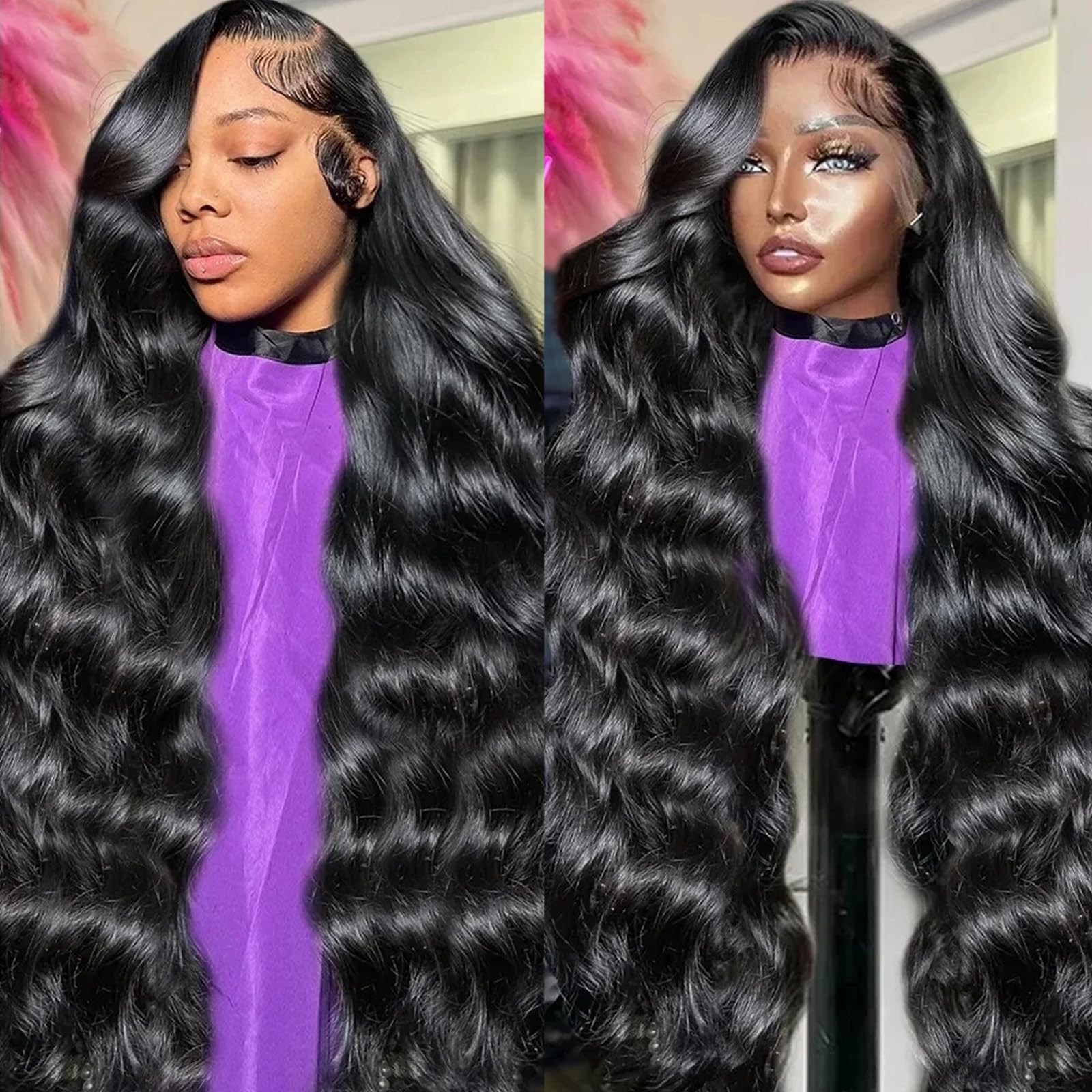 30 Inch Body Wave Lace Front Wigs Human Hair 250% Density 13x6 HD Transparent Lace - Brazilian Virgin Hair Glueless Wig for Women (Natural Black) - Perfect for Daily Wear, Cosplay & Special Occasions