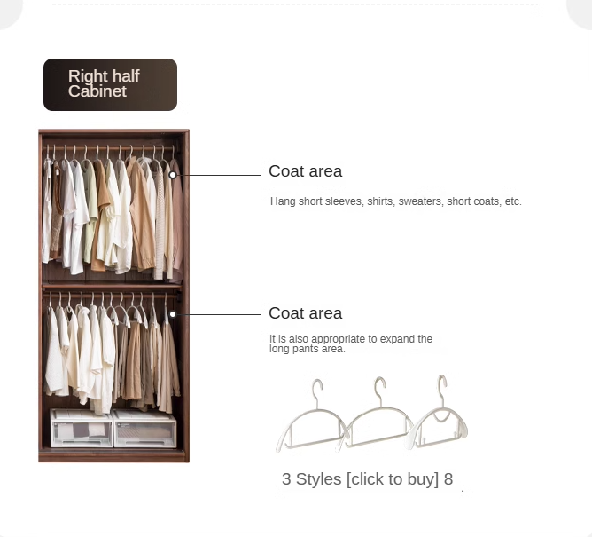 Premium Black Walnut Solid Wood Sliding Door Wardrobe Closet - Modern Bedroom Storage Solution for Home & Office Organization