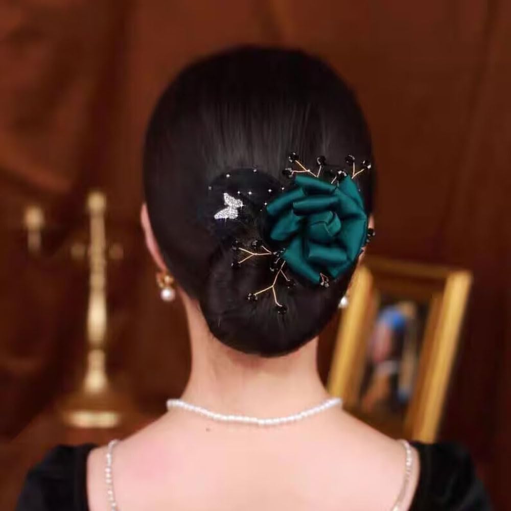 3 Pack Camellia Flower Hair Bun Makers - Quick & Stylish Hair Accessories for Women (Style 2) - Perfect for Parties, Weddings & Everyday Hairstyles