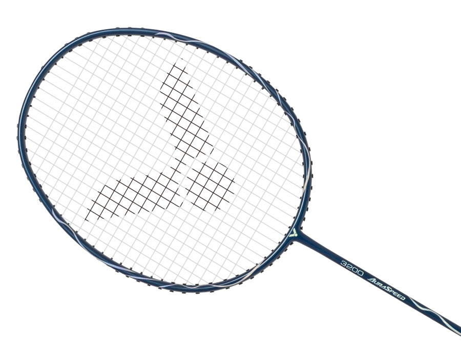 VICTOR AURASPEED 3200B Pre-Strung Badminton Racket - Dark Mineral Blue - Professional Carbon Fiber Shuttlecock Racket for Advanced Players - Perfect for Tournaments & Training Sessions