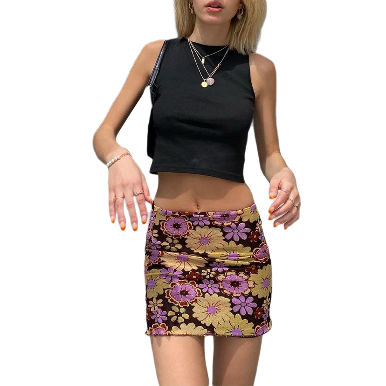 NUFIWI Women's High Waist Satin Mini Skirt - Y2K Graphic Printed A-Line Bodycon Short Skirt with Mesh & Lining | Perfect for Clubbing, Parties, and Casual Outfits
