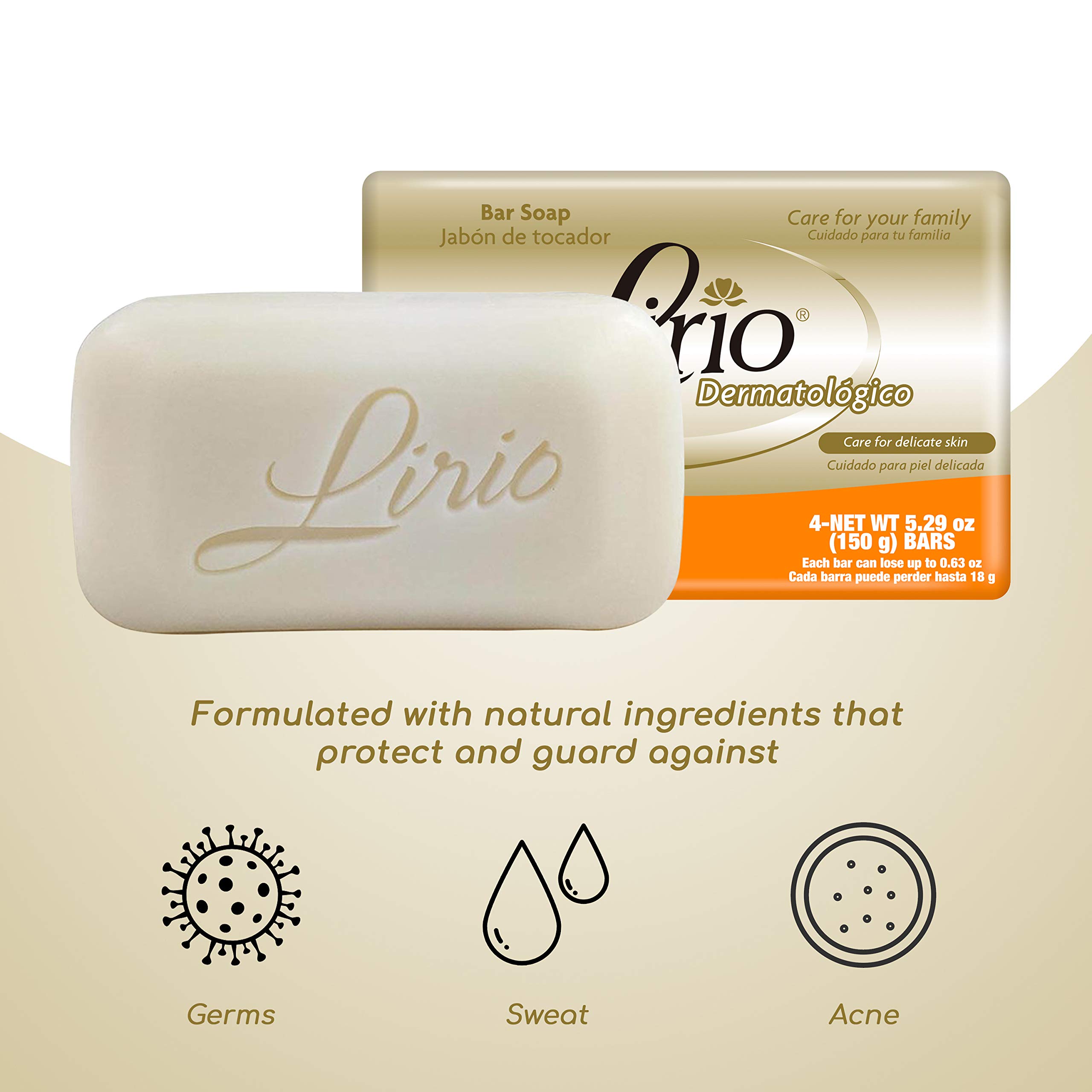 Lirio Derma Bar Soap - Dermatologist Recommended Body Soap for Sensitive Skin, 3.5oz (Pack of 5) - Gentle Cleansing for Eczema, Psoriasis & Dry Skin - Ideal for Daily Shower & Bath Use