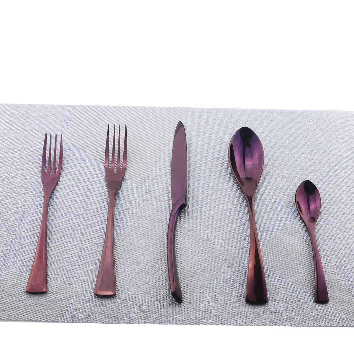 20-Piece Stainless Steel Flatware Set - Shiny Purple Plated Silverware Cutlery Set for 4, Durable & Elegant Dining Utensils - Perfect for Dinner Parties, Weddings, and Everyday Use
