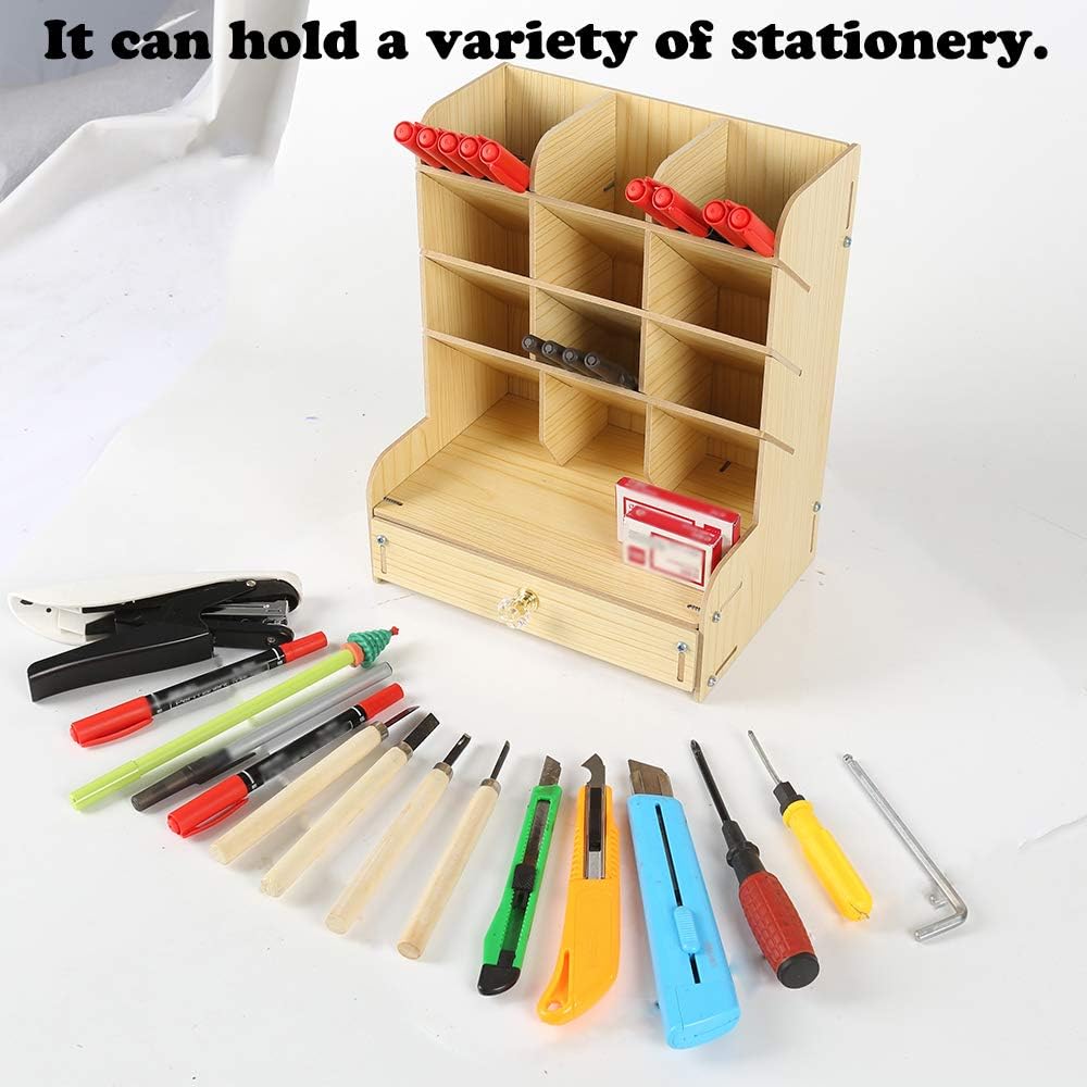 Catekro Wooden Desktop Organizer with Drawers - Multi-Purpose Desk Organizer for Art Supplies, Pencils, Office Supplies & Home Storage - Perfect for Home Office, Craft Room & School Desk Organization