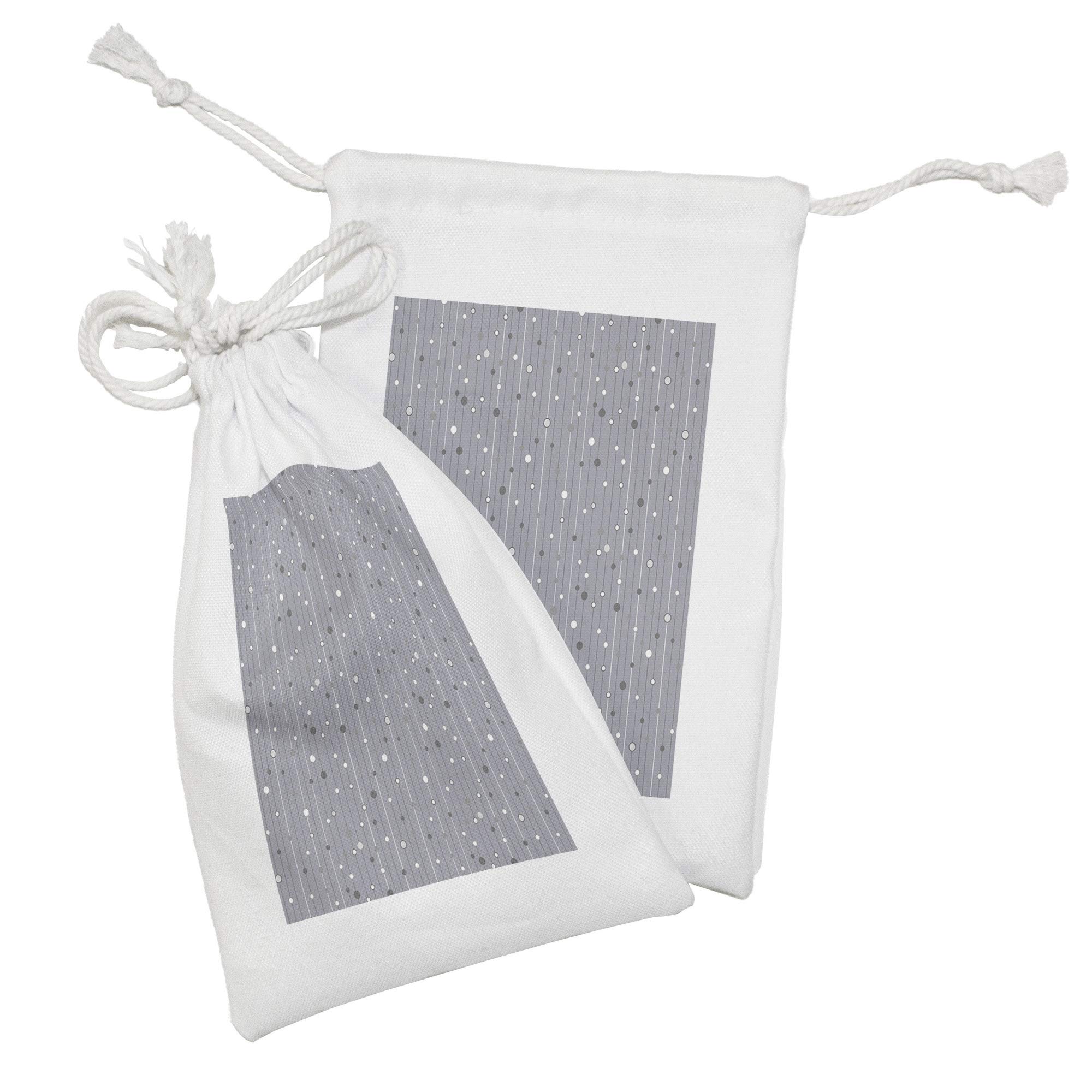 Ambesonne Geometric Fabric Pouch Set of 2 | Polka Dot & Striped Drawstring Bags | 9