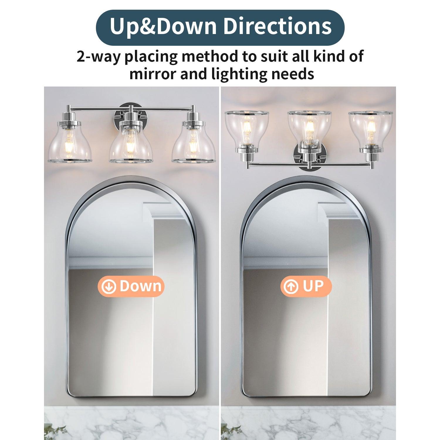 Hermosa Modern 3-Light Bathroom Vanity Light Fixture - Brushed Nickel Finish, Dimmable LED Lighting for Bathroom, Powder Room & Dressing Area