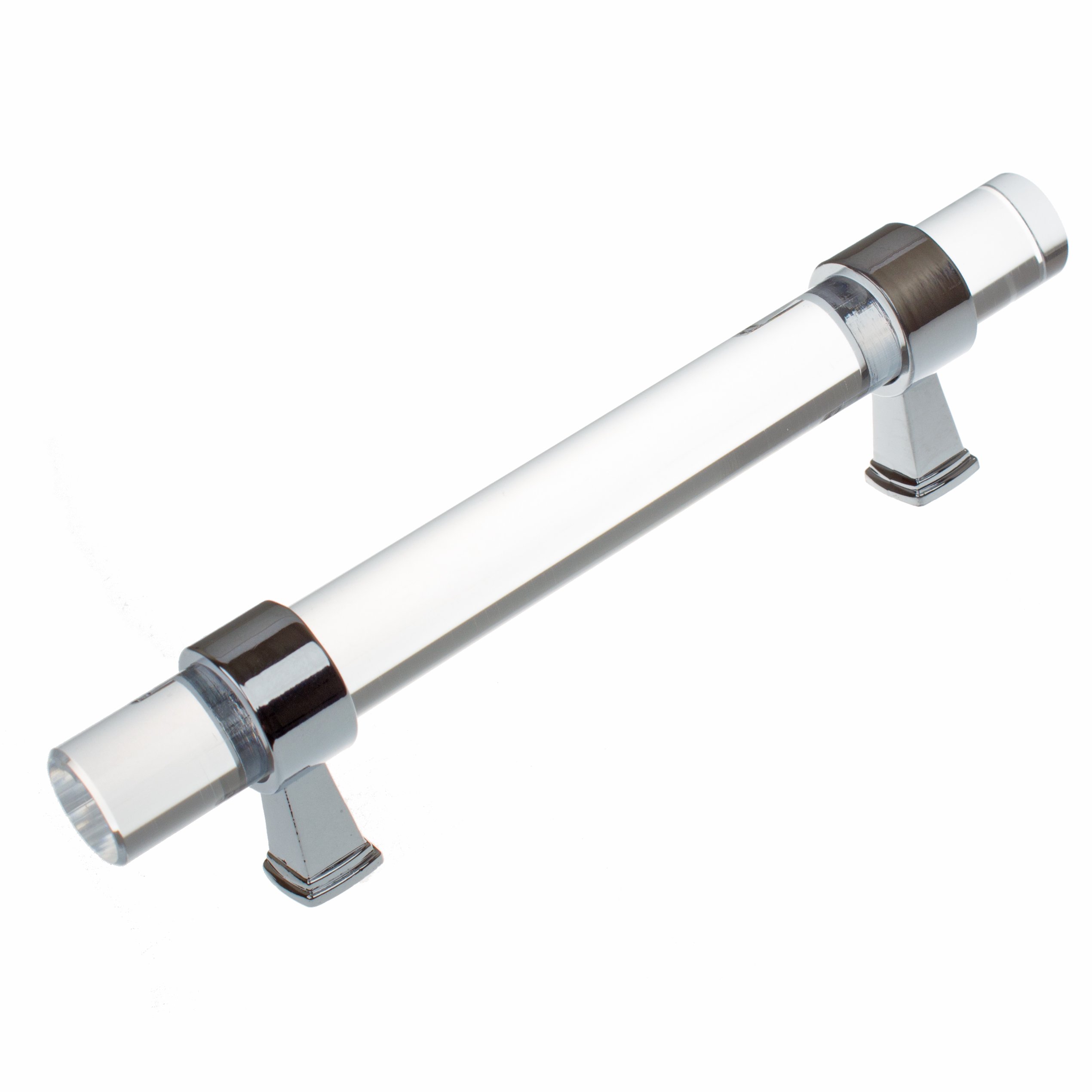 GlideRite 4718-96-PC-25 Clear Acrylic Cabinet Drawer Pulls - 25 Pack, 3.75 Inch, Polished Chrome - Modern Kitchen & Bathroom Hardware for Cabinets, Dressers & Furniture