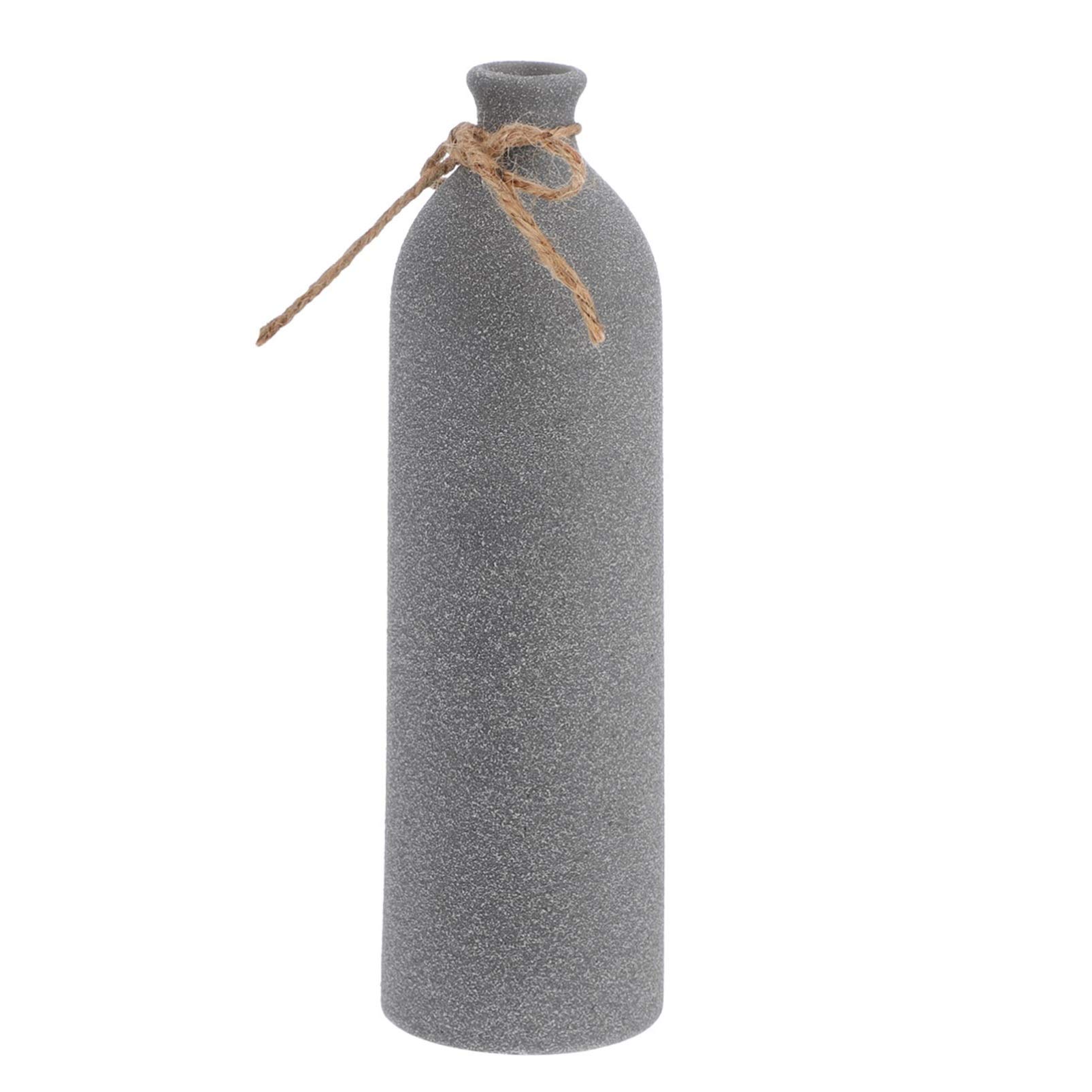 YARNOW Rustic Ceramic Vase - Handmade Clay Flower Vase with Hemp Rope for Home Decor, Wedding Centerpieces & Table Decorations - Grey (Perfect for Farmhouse, Boho & Modern Interior Design)