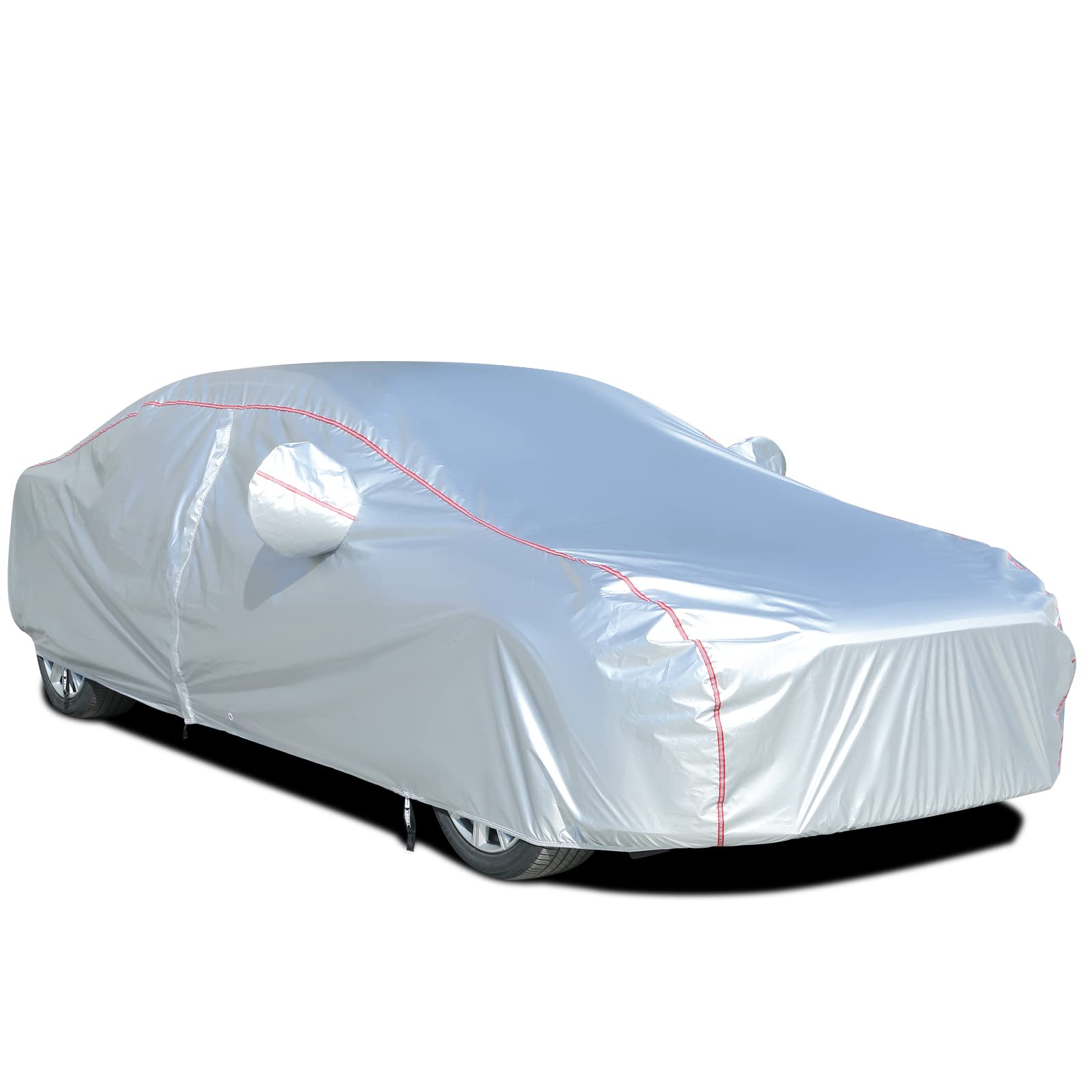 Waterproof All-Weather Car Cover with Right Door Zipper - UV, Wind & Snow Proof Full Car Cover for 201-210 Inch Sedans | Indoor & Outdoor Protection for Parking, Travel & Extreme Weather