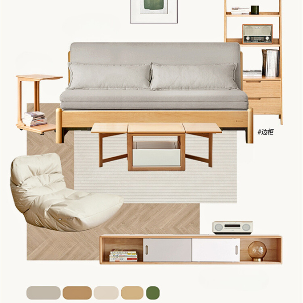Solid Beech Wood Sofa Bed - Convertible Sleeper Sofa for Small Spaces, Guest Room & Living Room - Comfortable & Space-Saving Furniture