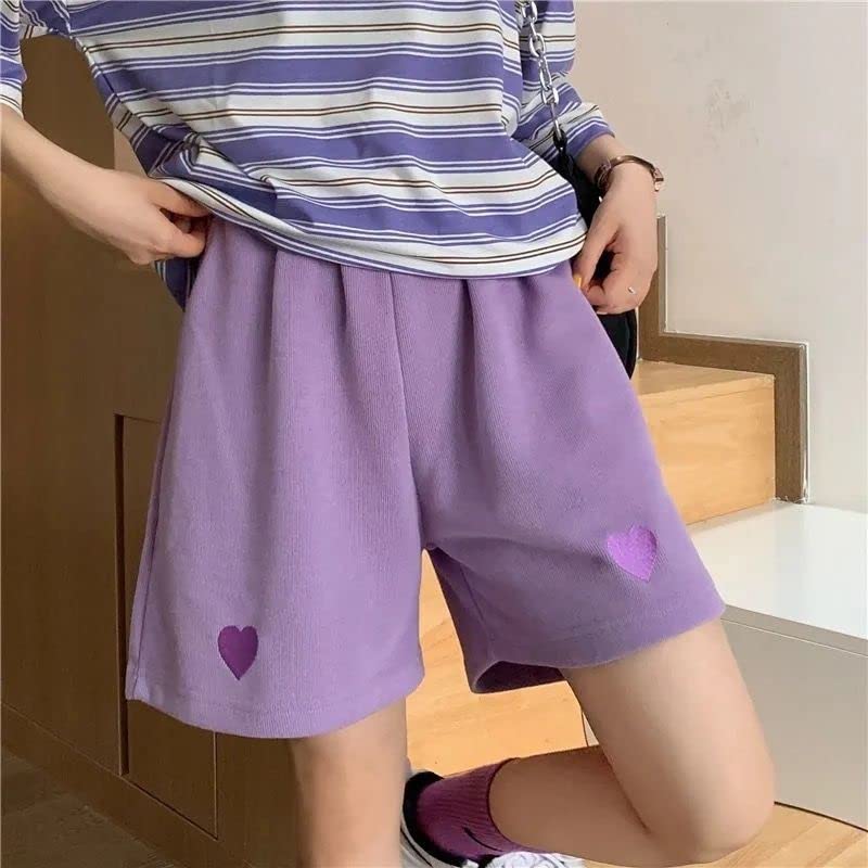 Plus Size Bermuda Shorts for Women & Teens - Cute Heart Print Casual Summer Cotton Athletic Shorts - Perfect for Walking, Beach, and Everyday Wear