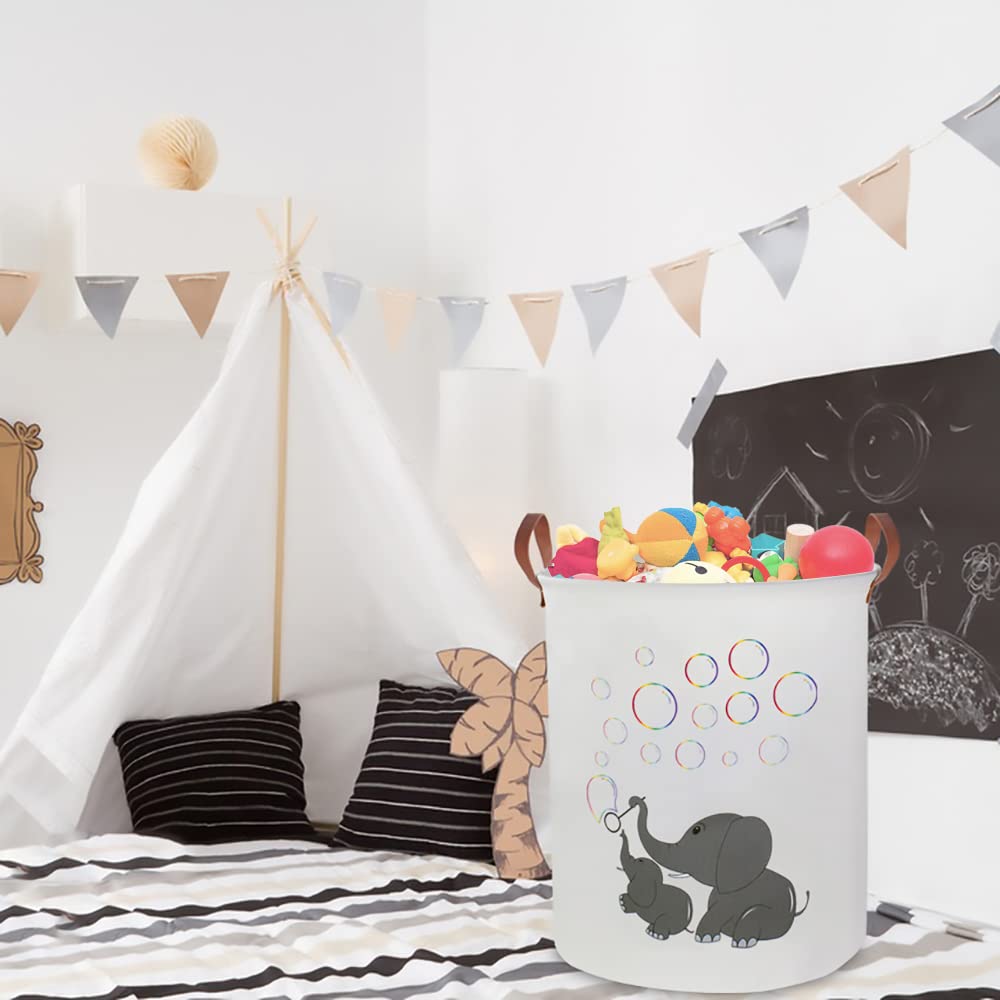 Collapsible Storage Bin for Baby Clothes, Toys & Laundry - Cute Elephant Design