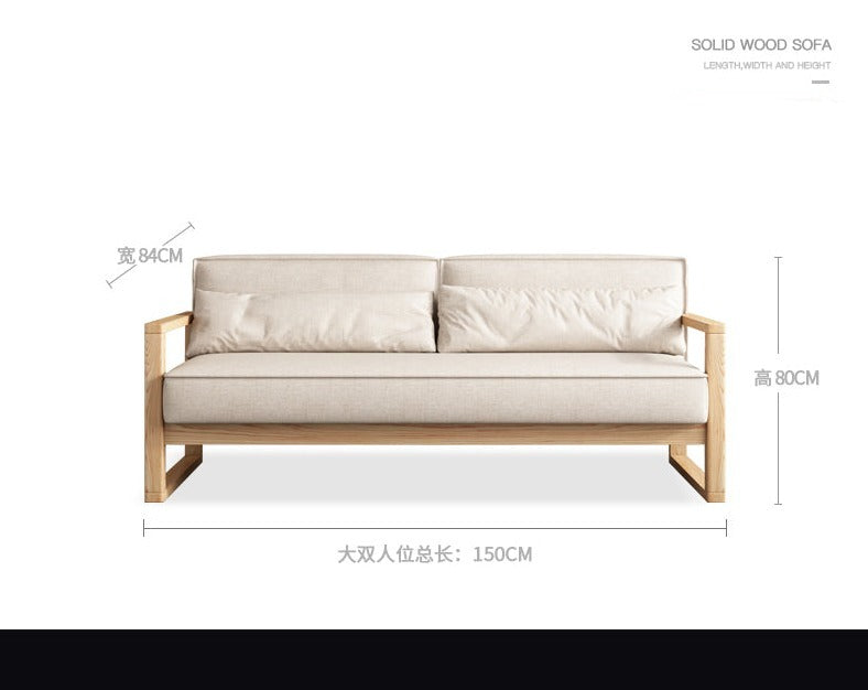 CHLOE Scandinavian Sofa - American Hardwood Frame, Japanese-Inspired Design - Choose from 5 Sizes & 7 Fabric Colors (Walnut, Natural, Black) - Perfect for Living Rooms, Offices & Cozy Spaces