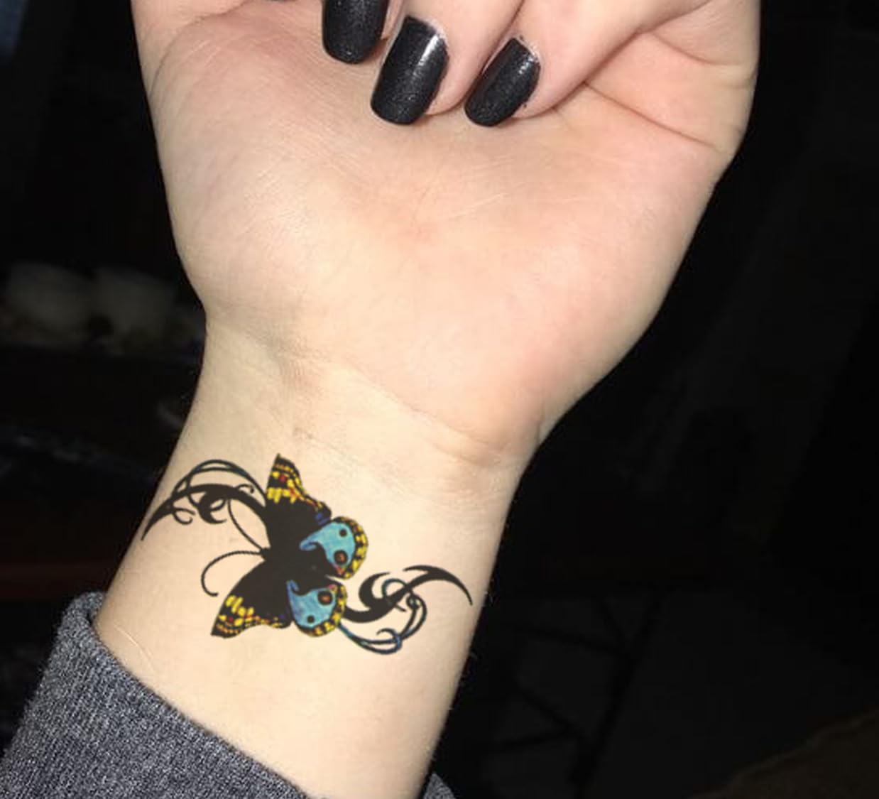 Realistic 3D Temporary Tattoo Stickers for Adults - Waterproof Fake Tattoos for Men, Women, Boys & Girls - Floral, Butterfly, Star & Angel Designs - Dark Desire Collection - Perfect for Honeymoon, Parties, Halloween & Cosplay (7.4x3.5 Inches)