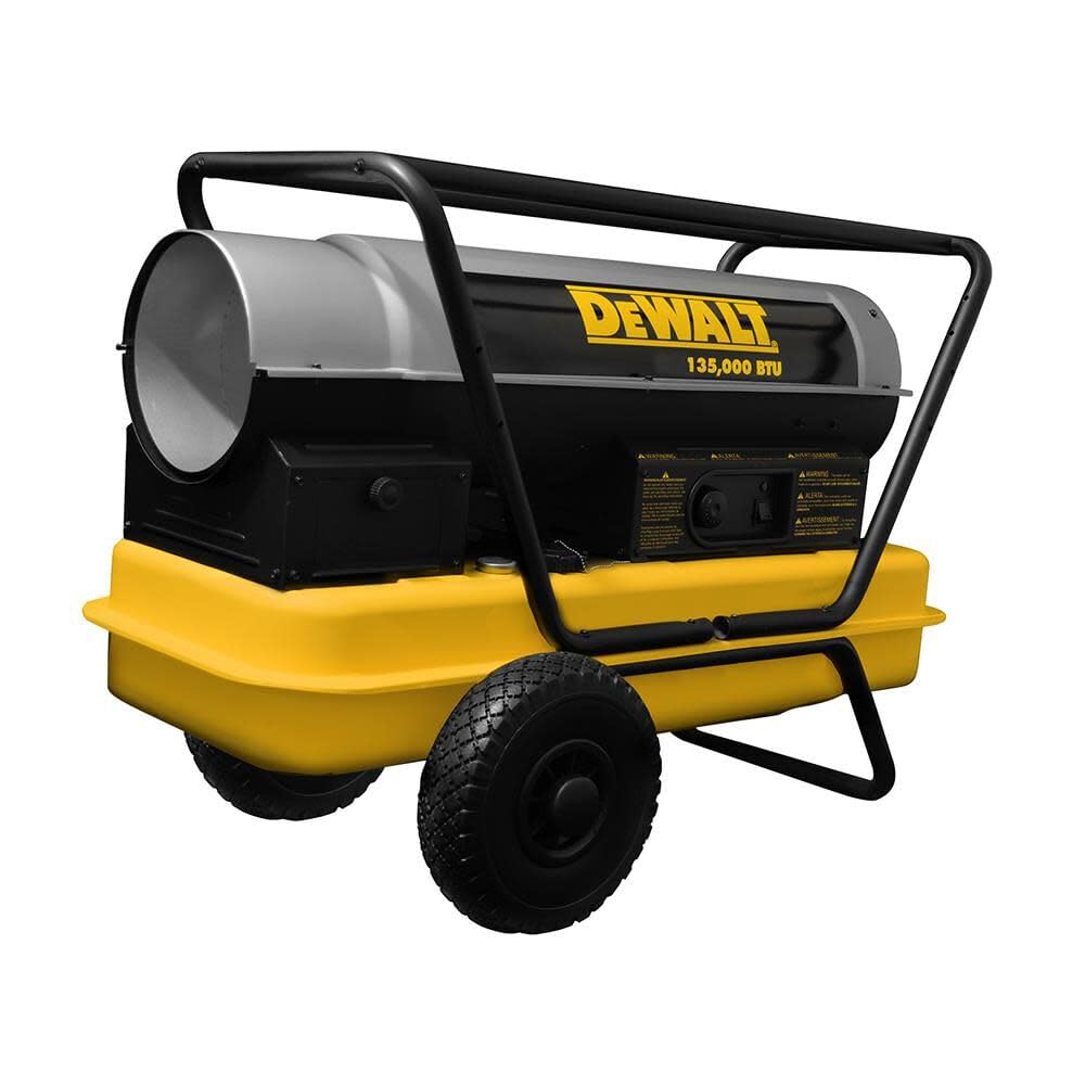 DEWALT F340690 135,000 BTU Portable Kerosene Construction Heater - Powerful Forced Air Heating for Job Sites, Garages & Outdoor Workspaces