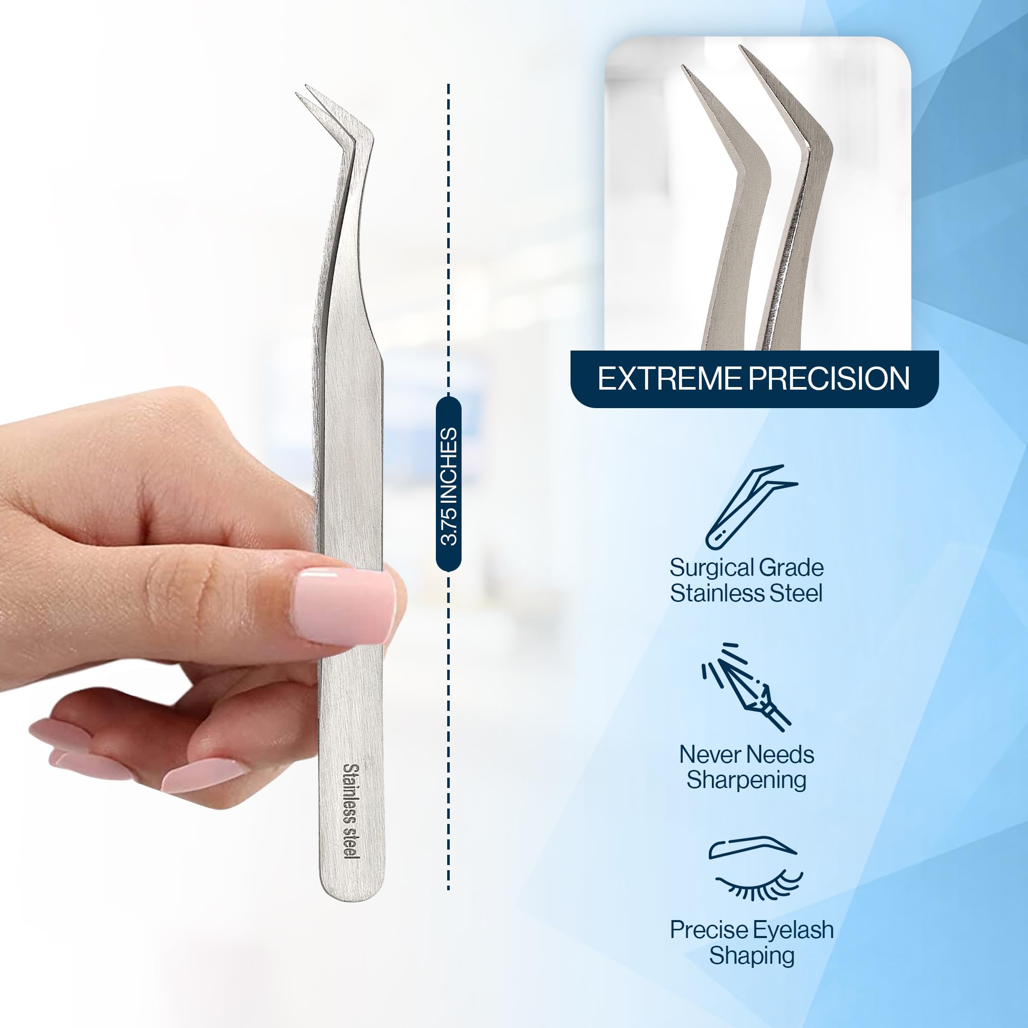 Professional Curved Eyelash Extension Tweezers - Precision Mink Lash Applicator for Volume, Isolation & Cluster Fanning - Durable False Eyelash Tool with Fiber Tip - Perfect for Salon, DIY Lash Extensions & Beauty Professionals