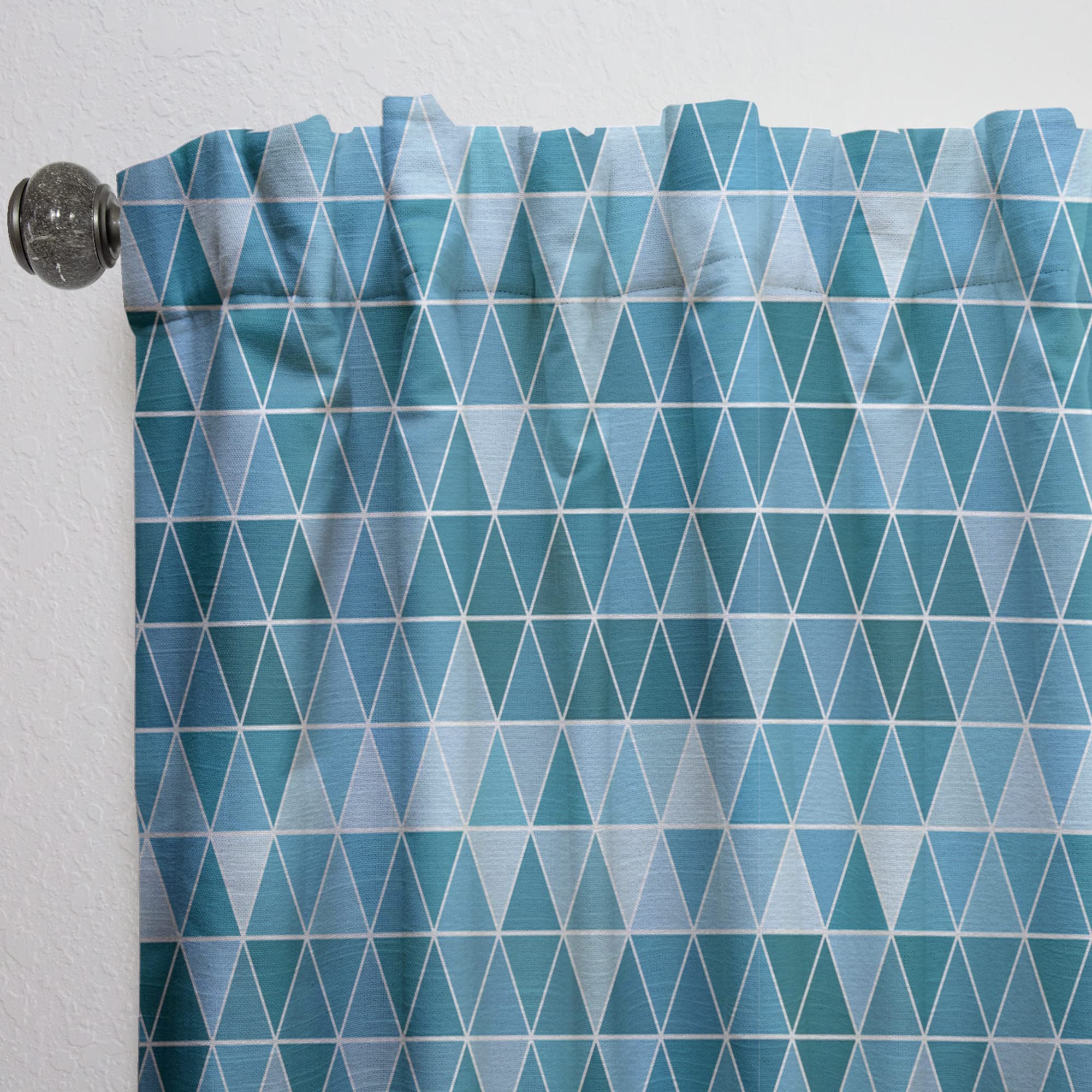 Blue Geometric Triangle Pattern Thermal Insulated Curtains - Single Panel 52x120 Inches - Blackout Drapes for Bedroom & Living Room - Modern Window Treatment for Home Decor