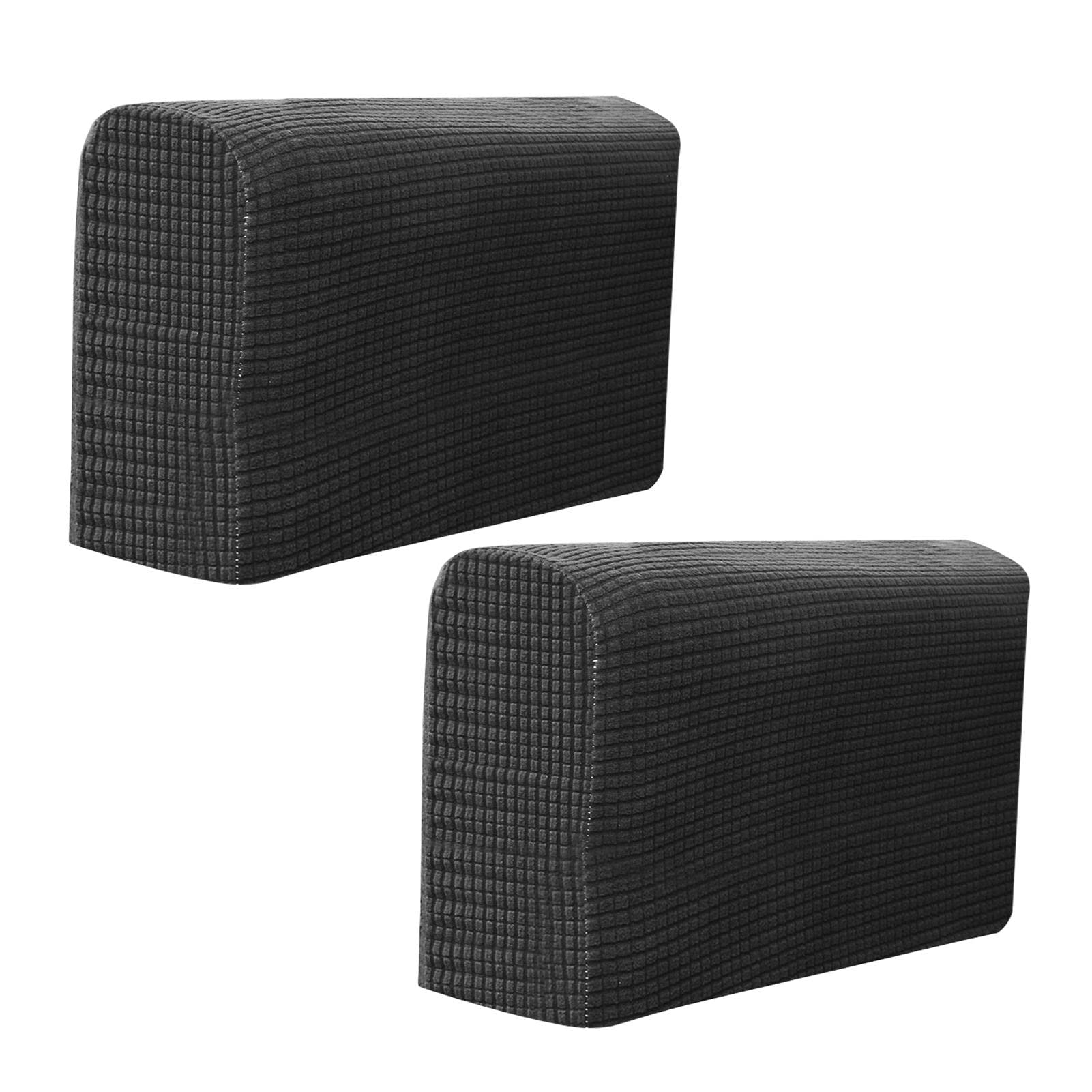 EMVANV Non-Slip Stretch Armrest Covers (2-Pack) - Black Sofa Slipcovers for Recliners & Armchairs - Durable Furniture Protector for Living Room, Office & Home Theater Seating