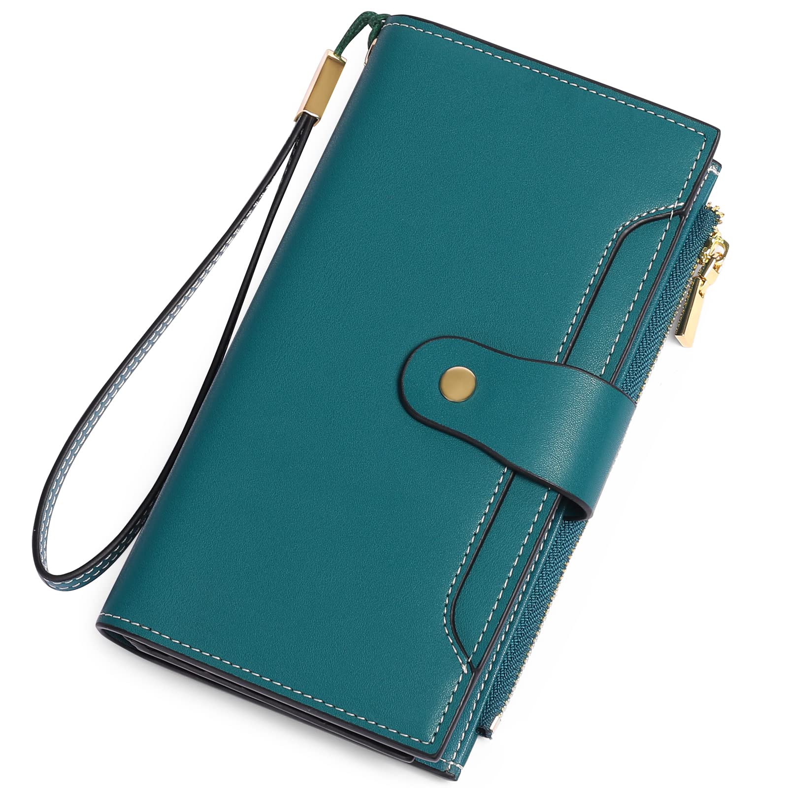 SENDEFN Women's RFID Blocking Leather Wallet - Slim Clutch Card Holder with Zipper Pocket for Credit Cards & Cash | Perfect for Travel, Shopping, and Everyday Use