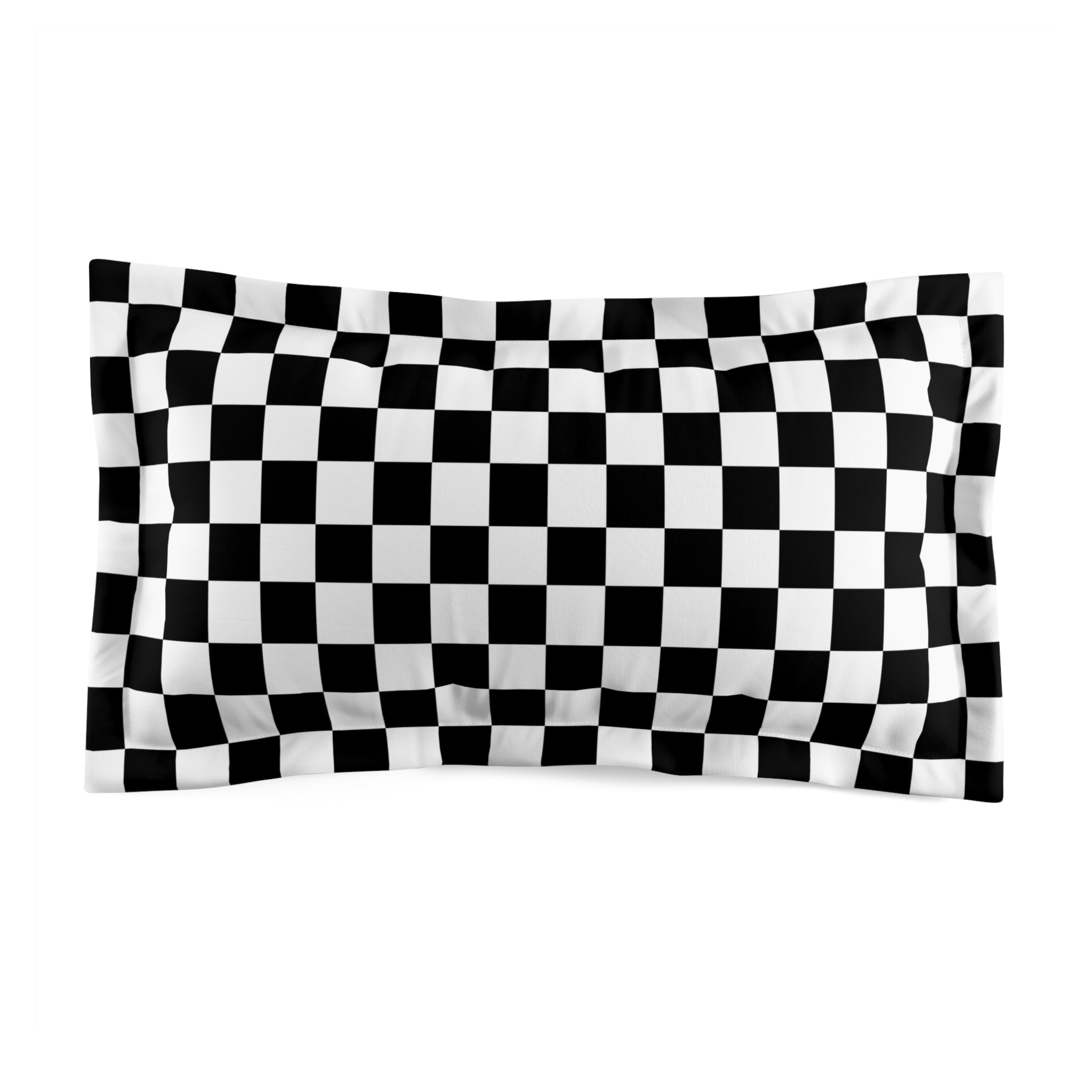 Black and White Checkered Microfiber Pillow Sham - Soft Decorative Pillow Cover for Bedroom, Sofa, and Living Room Decor
