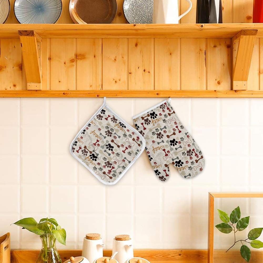 Heat Resistant Dog Paw Oven Mitts for Baking & BBQ - Non-Slip Kitchen Accessories