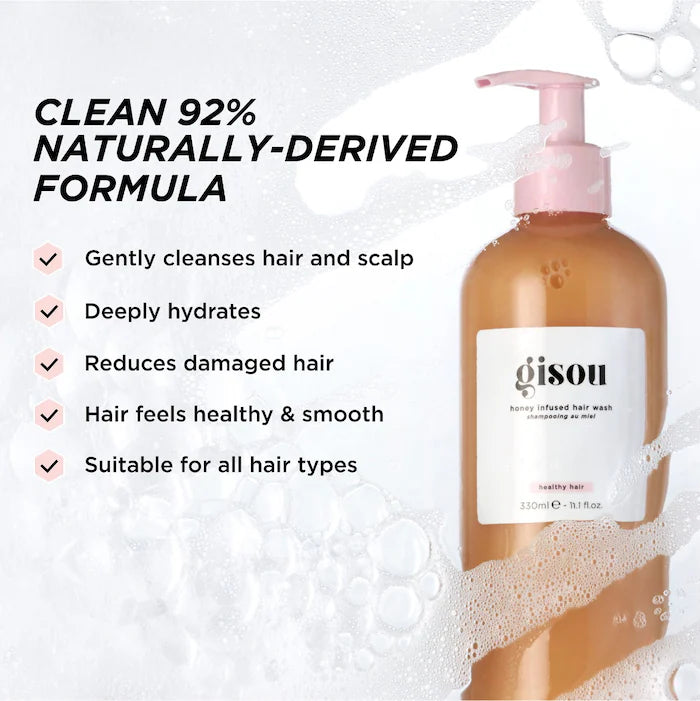 Gisou Honey Infused Hair Wash Shampoo - Nourishing & Hydrating for Dry, Damaged Hair | Perfect for Daily Use & Salon-Quality Results at Home