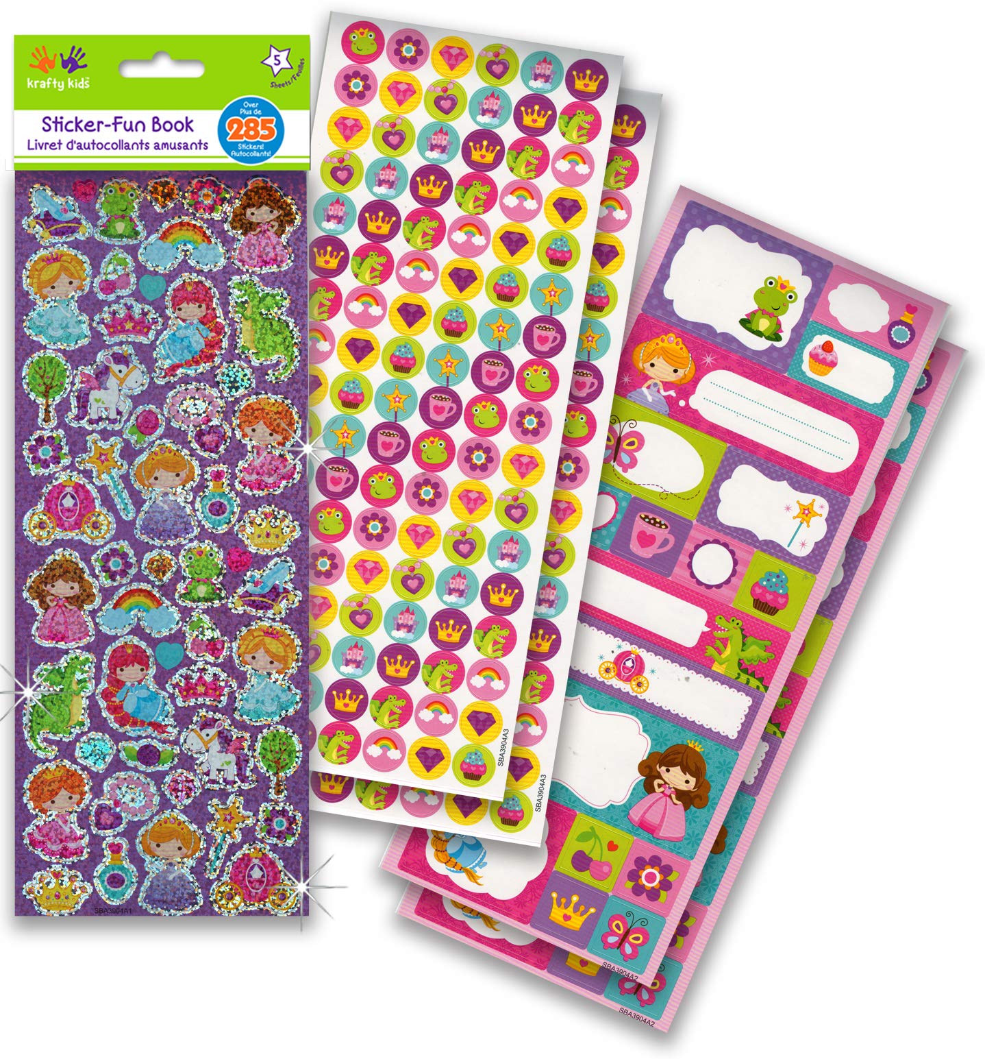 6 Pack AoneFun Glitter Stickers for Kids - 5 Assorted Sticker Books with Holographic, Foil & Girly Designs - Perfect for Toddlers, Girls & Reward Incentives | Great for Scrapbooking, DIY Crafts & School Projects