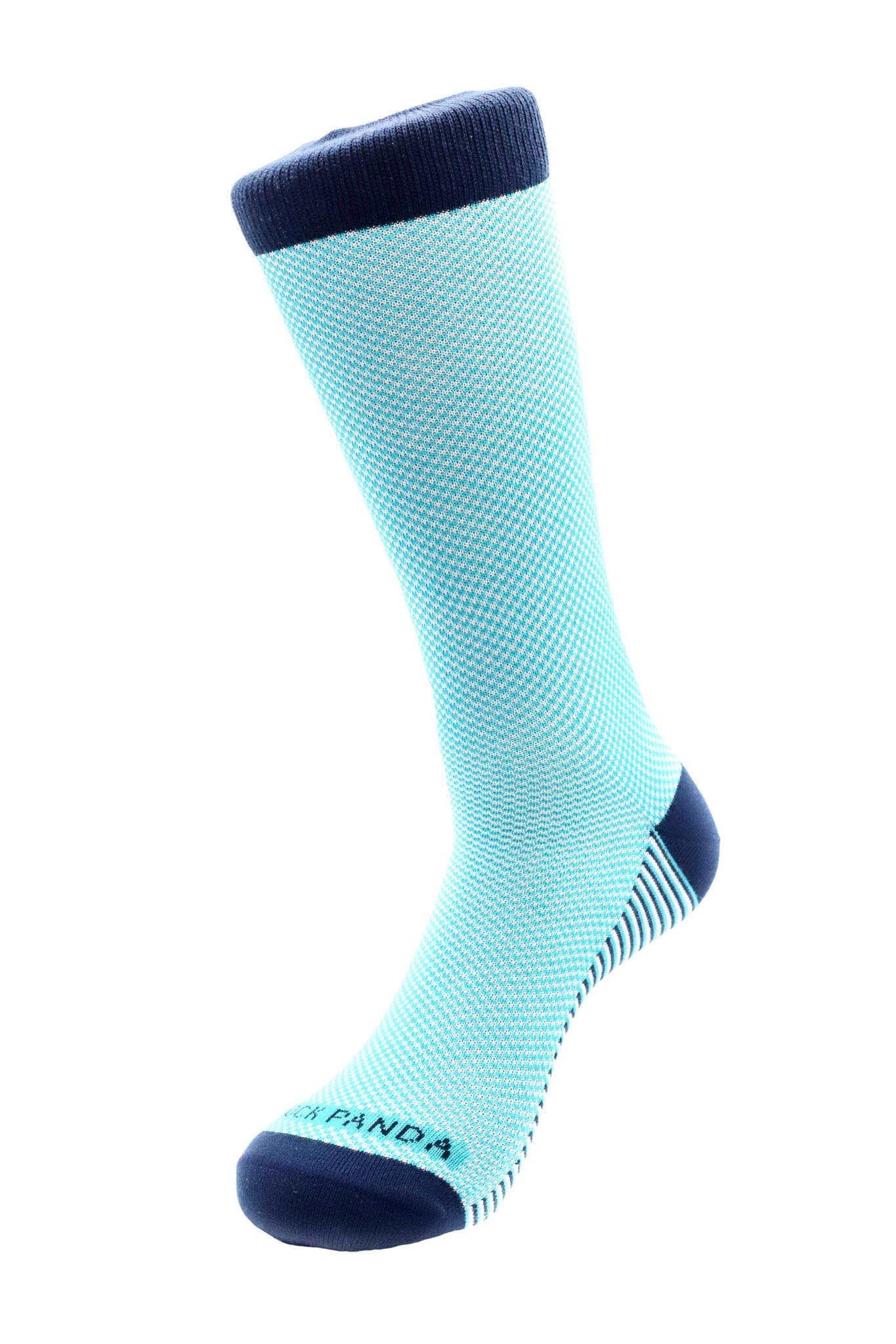 Classic Blue and White Cotton Office Socks for Men - Comfortable Business Casual Dress Socks (Large) - Perfect for Work, Formal Events & Daily Wear