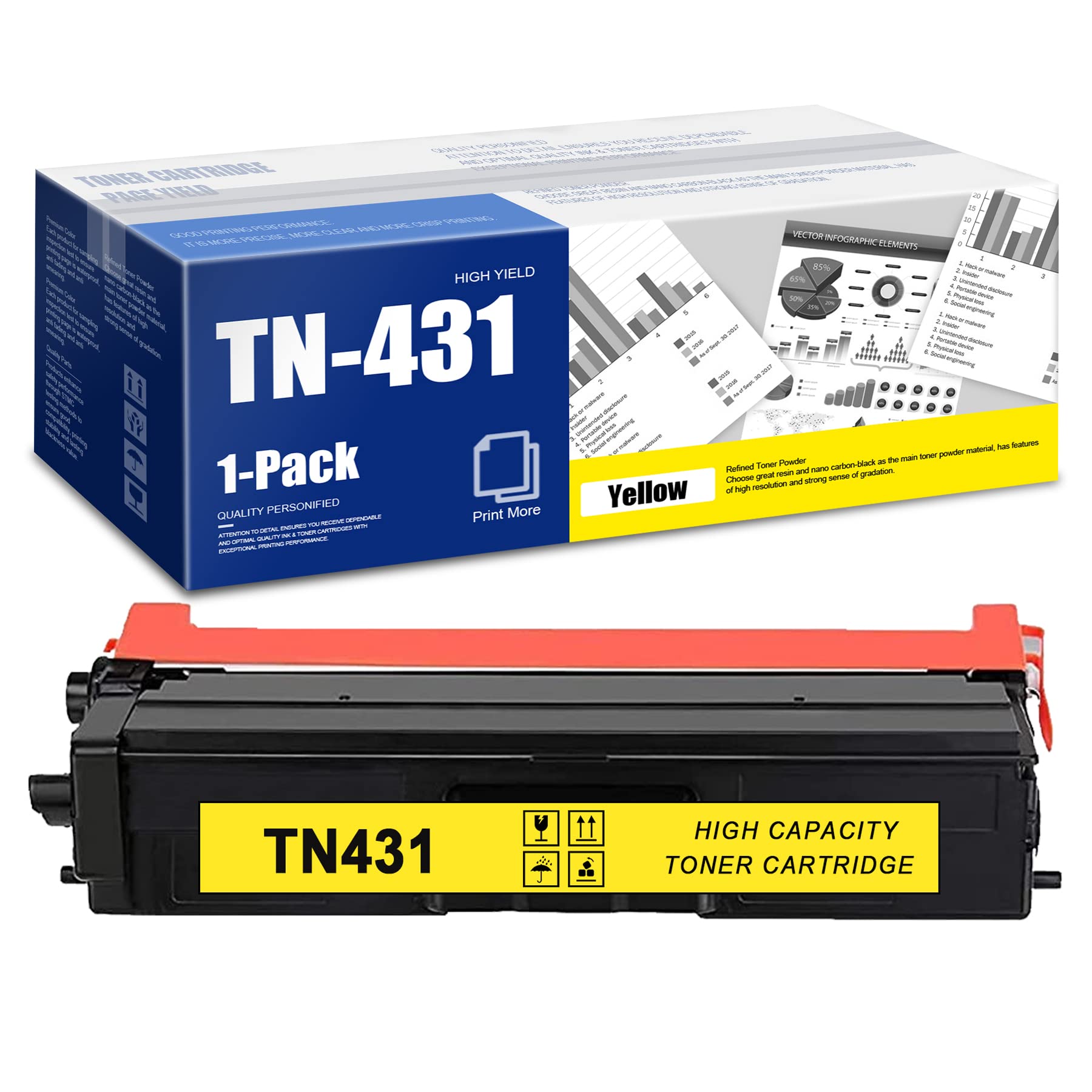 EAXIUCE TN431Y Yellow Toner Cartridge for Brother Printers - Home & Office Use