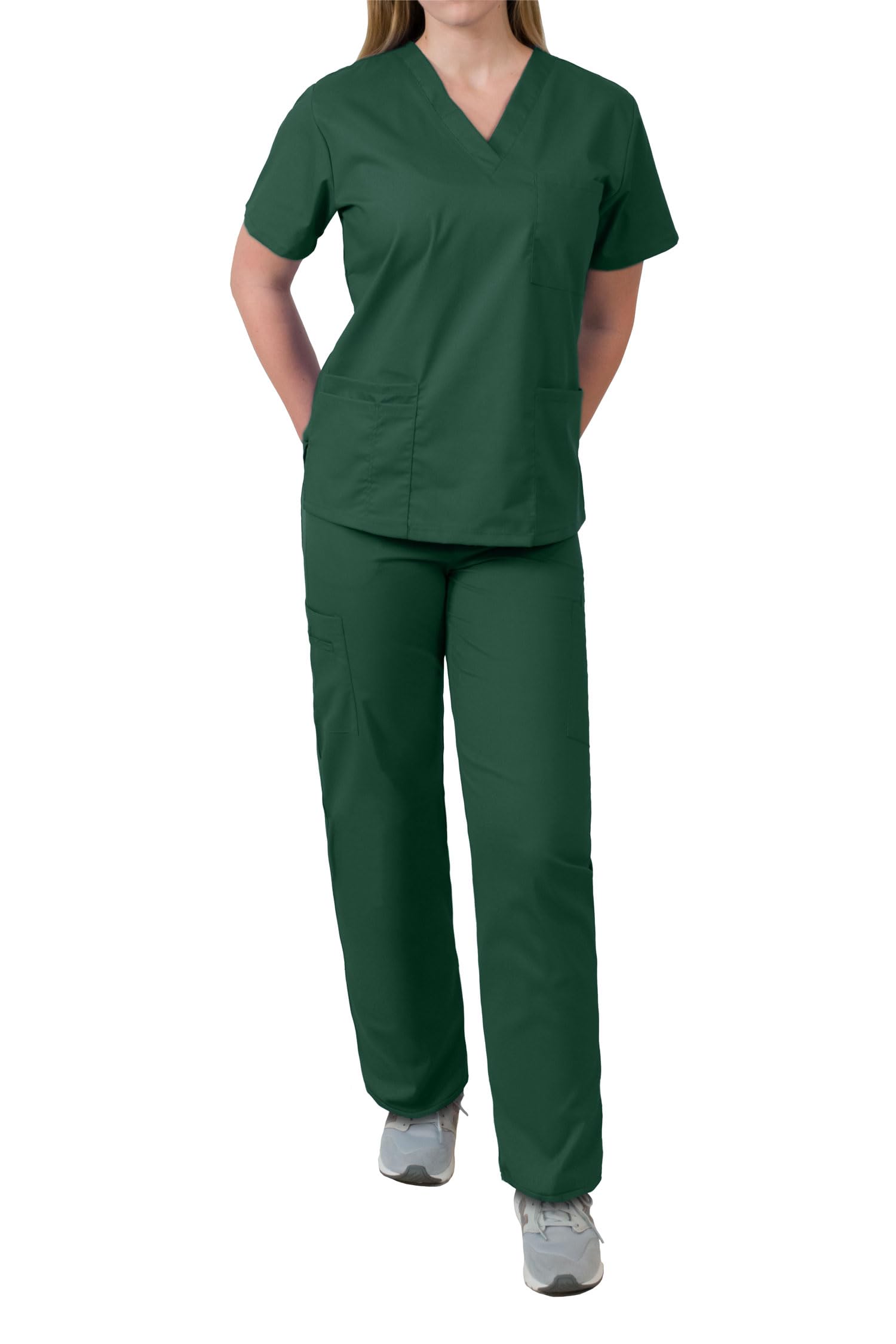 Medgear Women's Scrubs Set - 4 Pocket Medical Uniform Top & Multi-Pocket Pants for Nurses, Doctors & Healthcare Professionals | Comfortable Workwear for Hospitals & Clinics