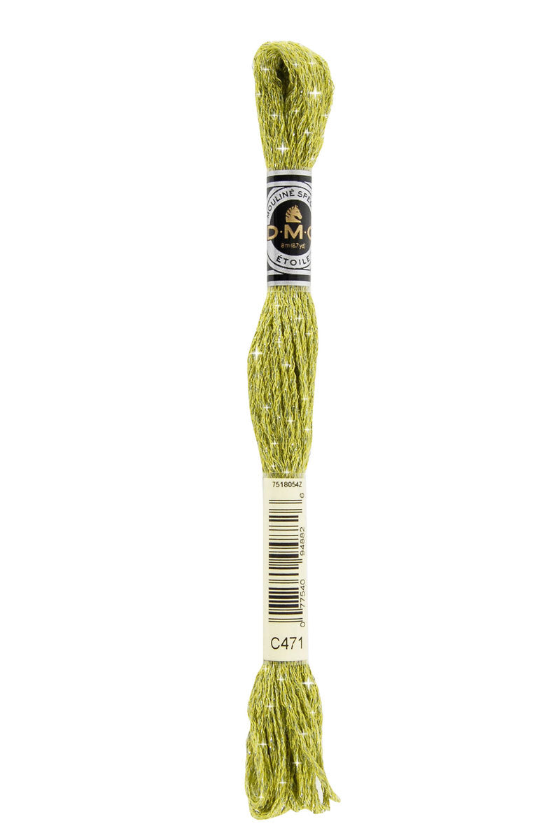 DMC C471 Mouliné Étoile Shimmer Embroidery Floss - Very Light Avocado Green Thread for Cross Stitch, Needlepoint & Hand Embroidery - Perfect for DIY Crafts, Scrapbooking & Home Decor Projects