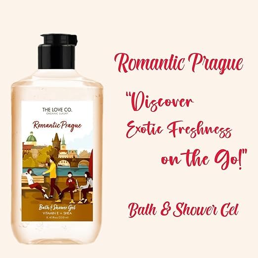 Romantic Prague Body Wash for Men & Women - 8.5 fl oz Vegan & Cruelty-Free Shower Gel - Perfect for Sensitive Skin & Daily Hydration - Ideal for Gifts, Travel & Spa Days