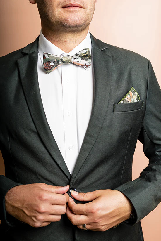 Spotted Gum Wood Bow Tie for Men - Handcrafted Natural Wooden Necktie for Weddings, Parties & Formal Events