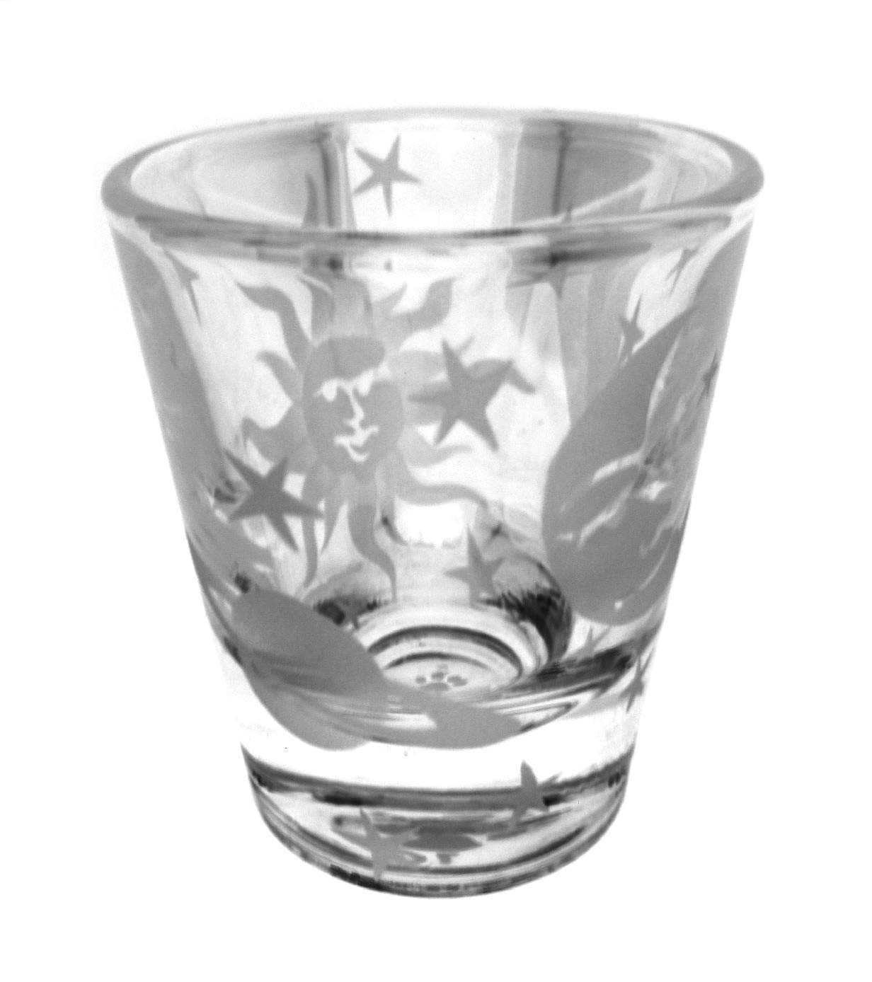 IncisoArt Hand Etched Shot Glass - Sandblasted & Engraved Sun Moon Stars Planets Design - 1.5oz Round Clear Glass - Handmade in USA - Perfect for Cocktails, Whiskey, Vodka & Party Favors