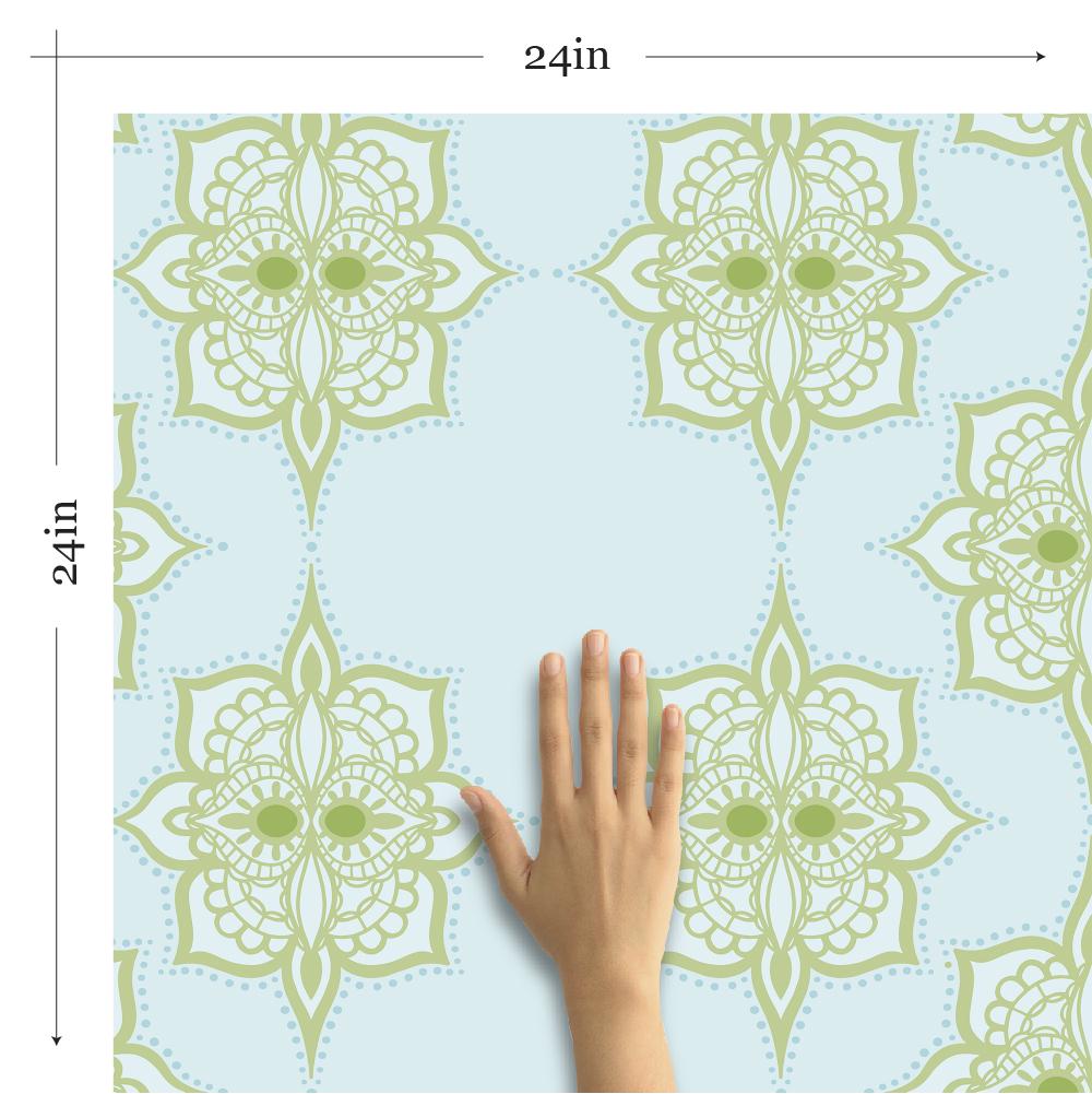 Turquoise Damask Tile Adhesive Peel and Stick Removable Wallpaper - 30 Designs for Home Decor, Kitchen Backsplash & Bathroom Renovation