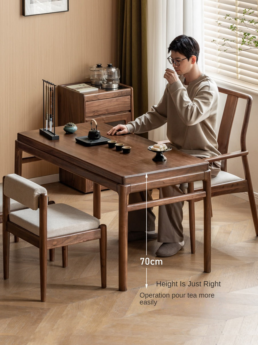 Premium Black Walnut Solid Wood Tea Table - Handcrafted Rustic Coffee Table for Living Room, Perfect for Tea Ceremony, Reading Nook & Cozy Home Decor