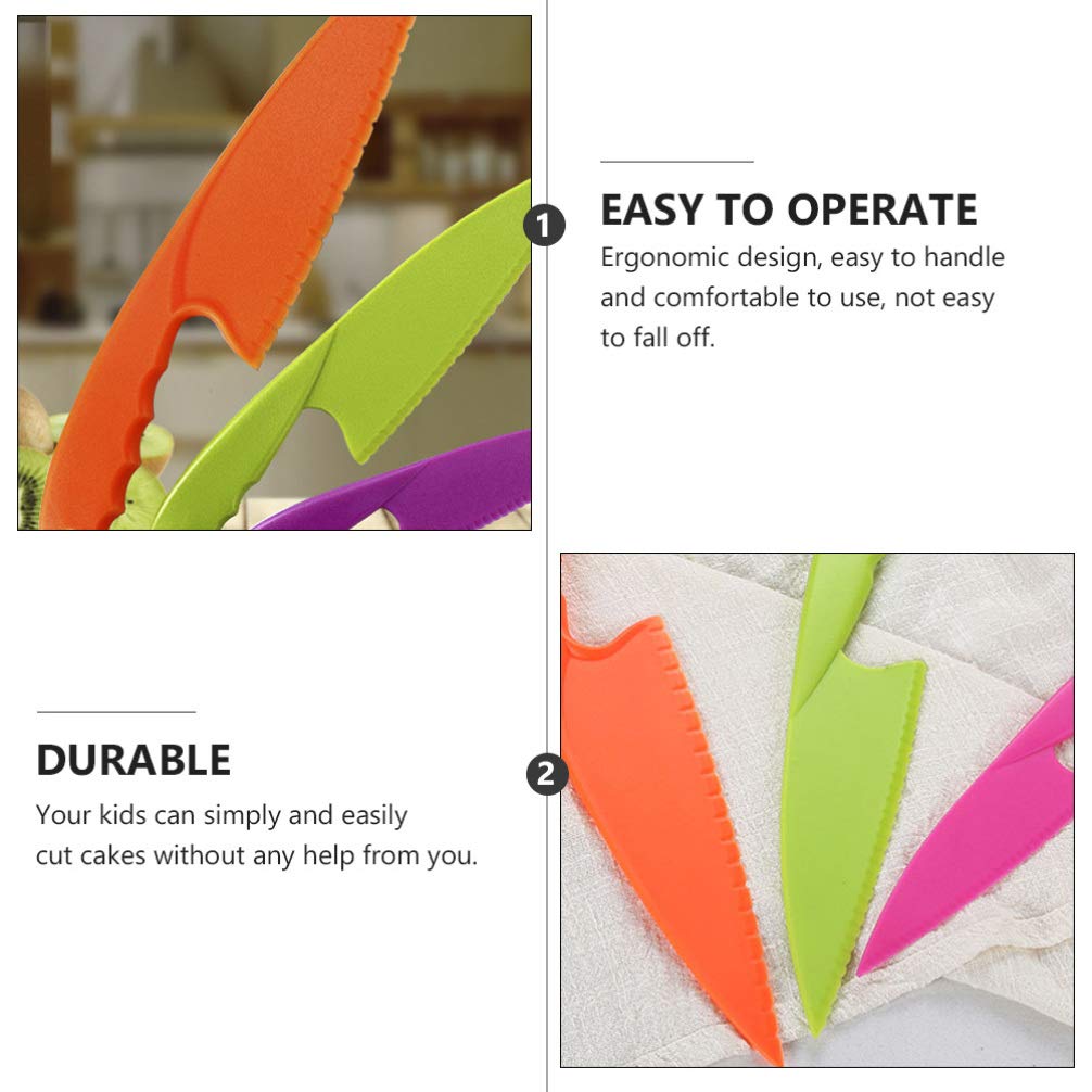 ULTECHNOVO 3-Piece Plastic Fruit Cutting Tool Set - Safe Kitchen Knives for Kids, Cake Decorating Supplies & Food Prep Accessories - Perfect for Birthday Parties, Baking, and Fruit Platters