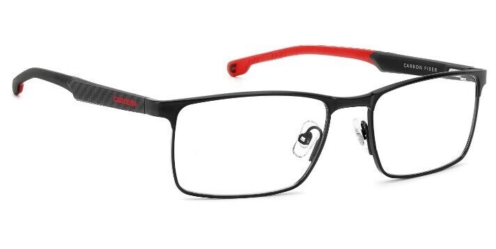Carrera CARDUC 027 0OIT 00 Black Red Rectangular Men's Eyeglasses - Stylish Prescription Glasses for Men, Trendy Frame for Work & Casual Wear