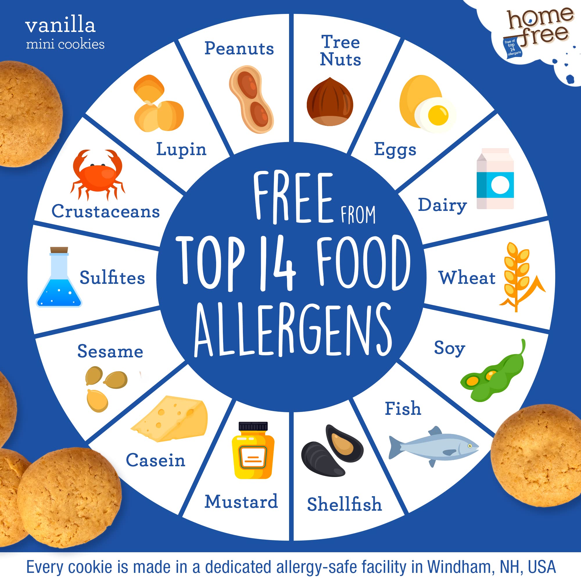 Gluten Free Mini Cookies Vanilla - 70% Organic, Single Serve Snacks (1.1oz, Pack of 64) | Homefree Trusted Treats for School Lunches, Travel & On-the-Go Healthy Snacking