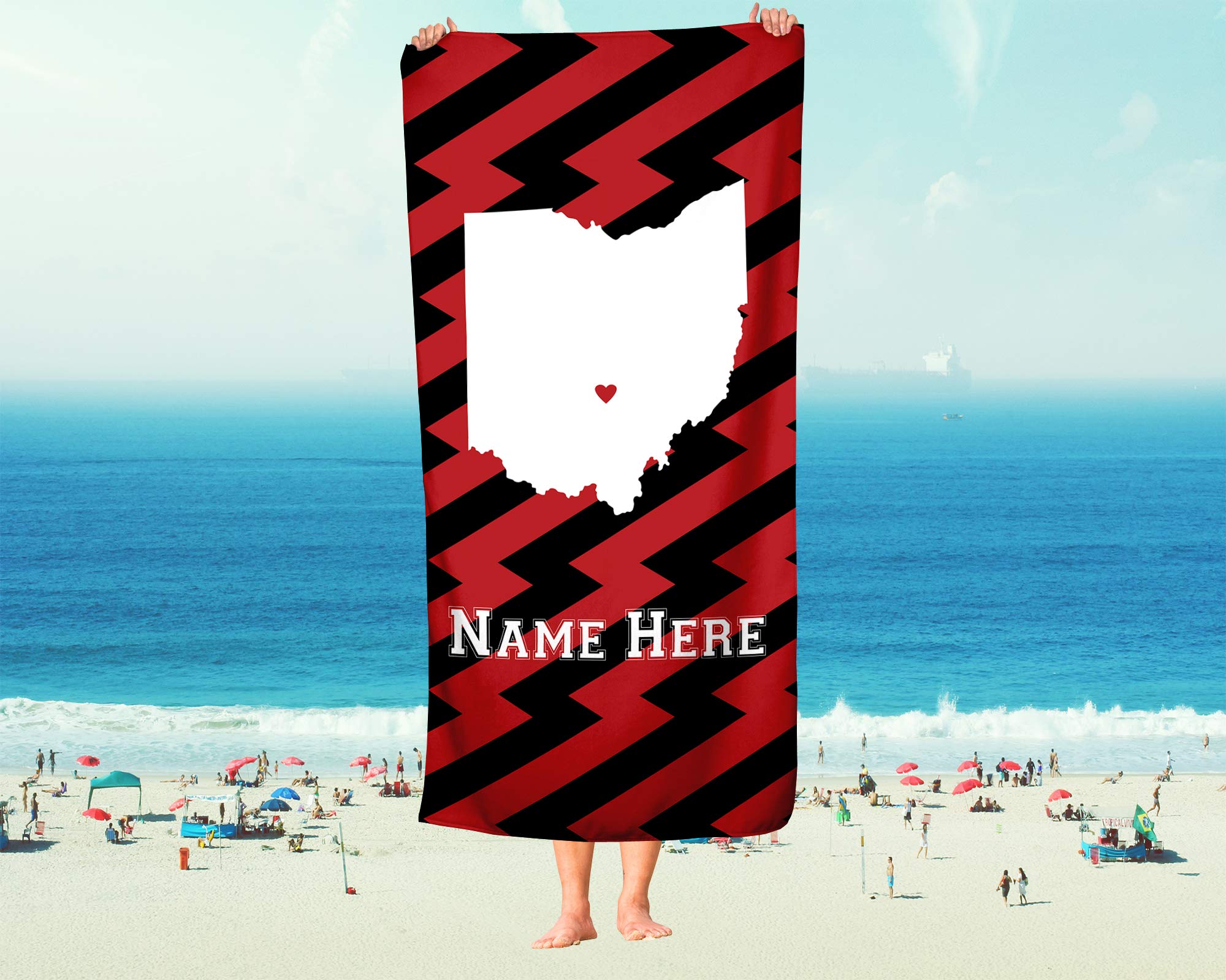 Custom Ohio State Pride Beach & Bath Towel - Personalized Large & Medium Towels for Adults & Kids - Perfect for College Football, Basketball Games, Beach Trips & Poolside Relaxation