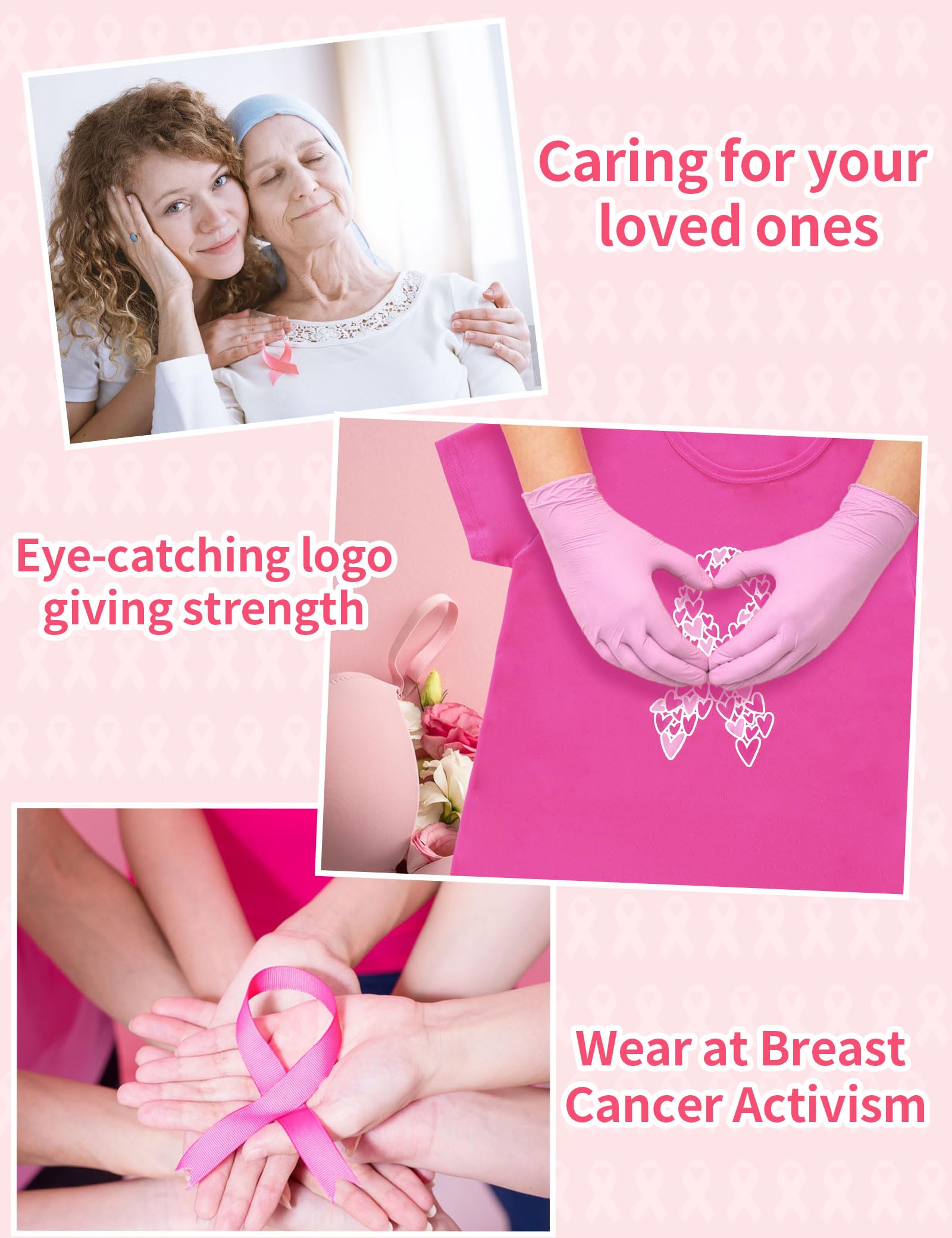 **Pink Ribbon Breast Cancer Awareness T-Shirts for Women - Support Squad & Survivor Shirts - Wear for Fundraisers, Walks & Awareness Events**