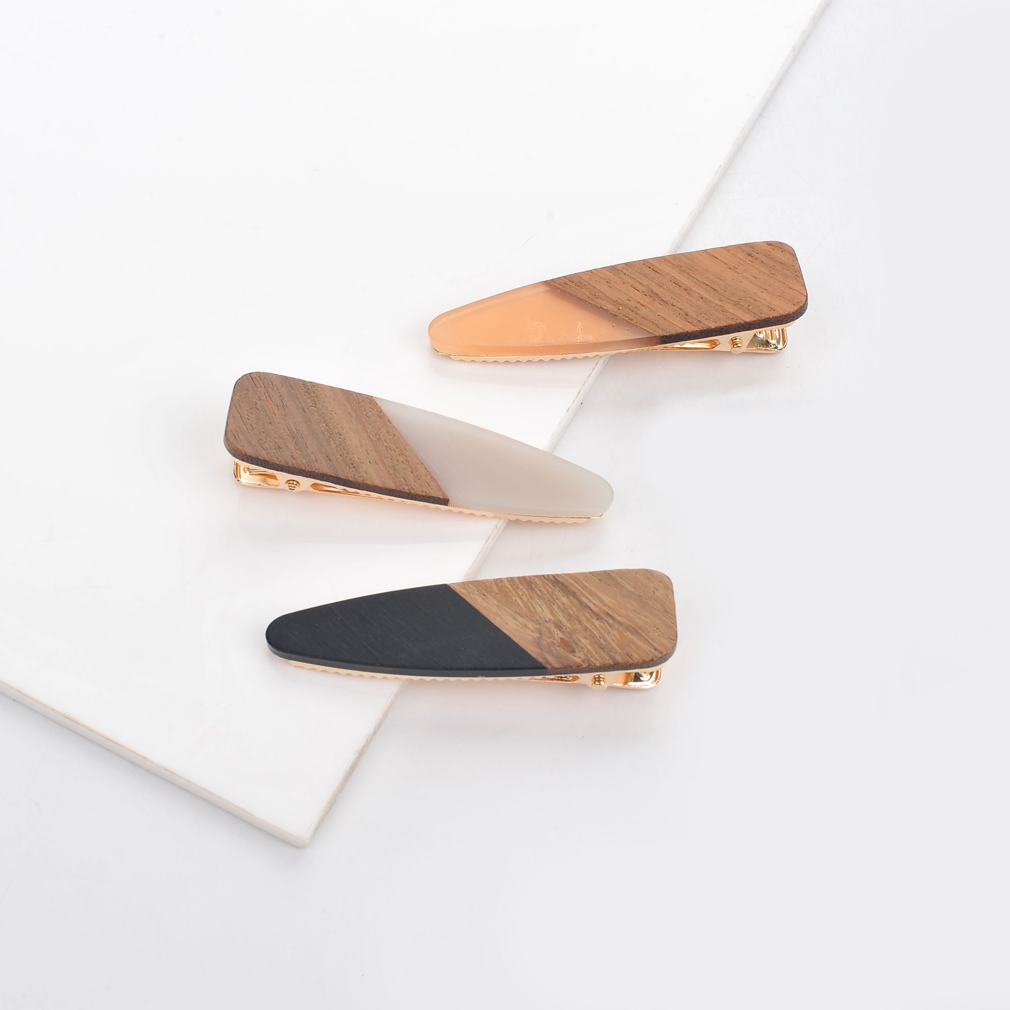 Vintage Wood Grain Hair Clips - 3 Pack Retro Hair Accessories for Women & Girls - Perfect for Parties, Weddings & Everyday Styling