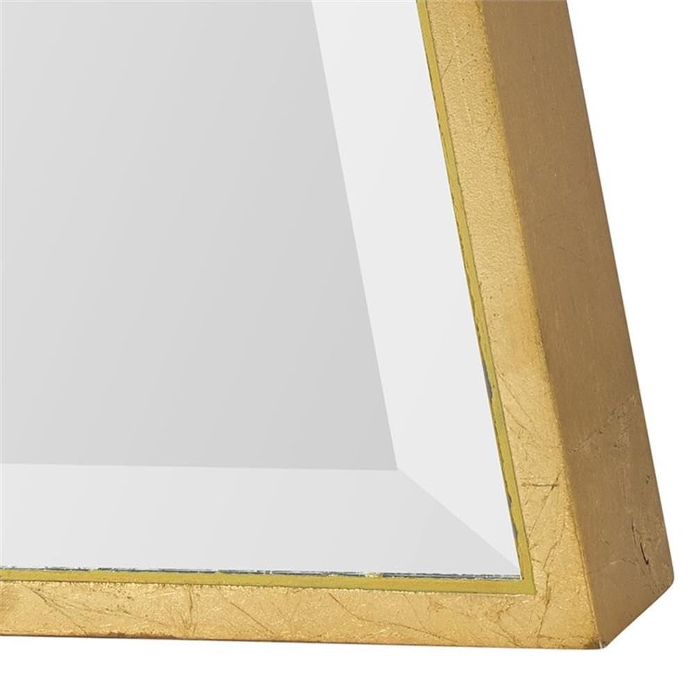 BOWERY HILL Gold Contemporary Solid Wood Wall Mirror - Elegant Home Decor for Living Room, Bedroom & Entryway