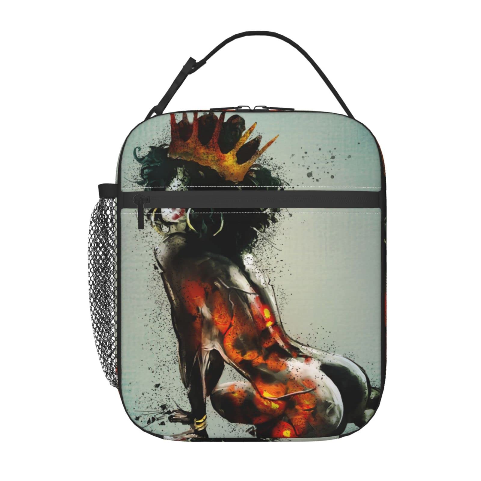 Insulated Lunch Bag for Women - Portable & Reusable Lunch Tote for Work, School, Picnic or Travel - Black Lunch Box Perfect for African American Queens