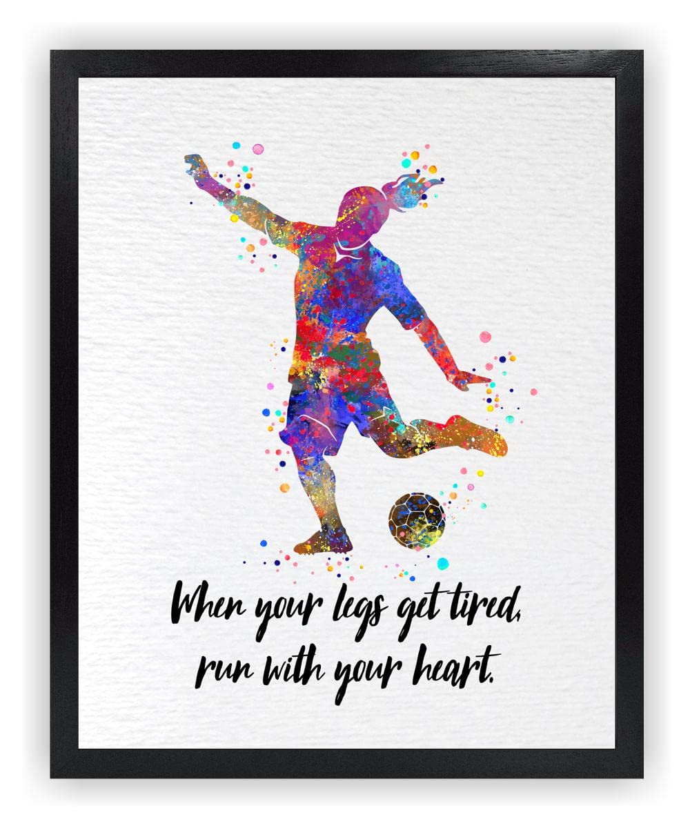 Dignovel Studios 24x36 Soccer Girl Inspirational Quote Watercolor Art Print - Female Soccer Player Wall Decor, Motivational Sports Poster for Girls Bedroom, Locker Room & Soccer Themed Gifts (DN731)