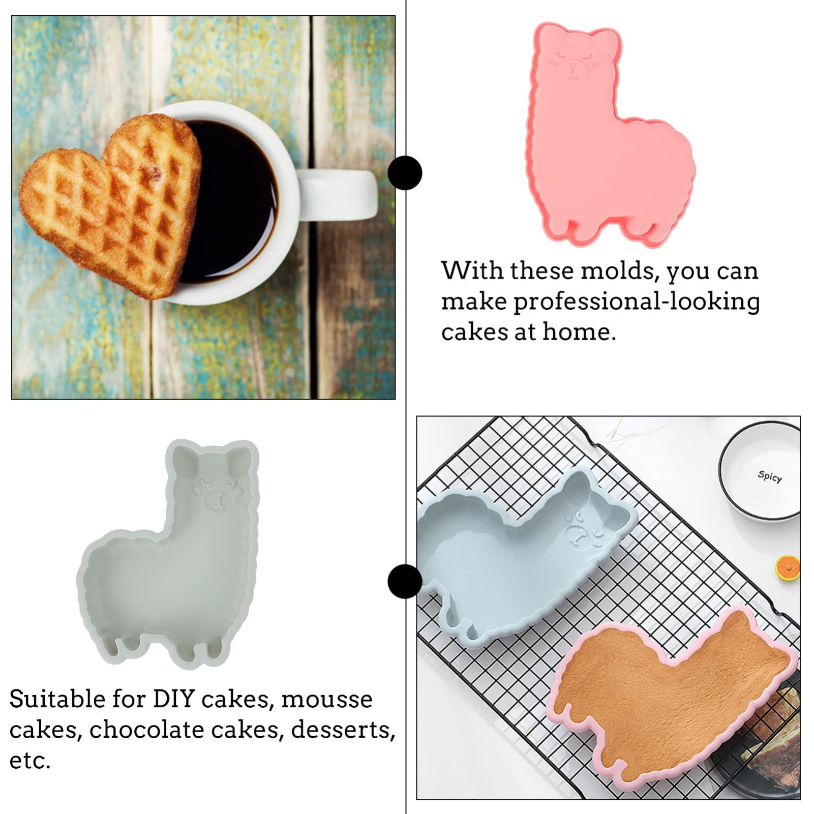 Beaupretty 2-Piece Alpaca Cake Mold Set - Non-Stick Baking Molds for Chocolate, Cupcakes & DIY Desserts - Perfect for Home Baking, Party Treats & Creative Cake Decorating