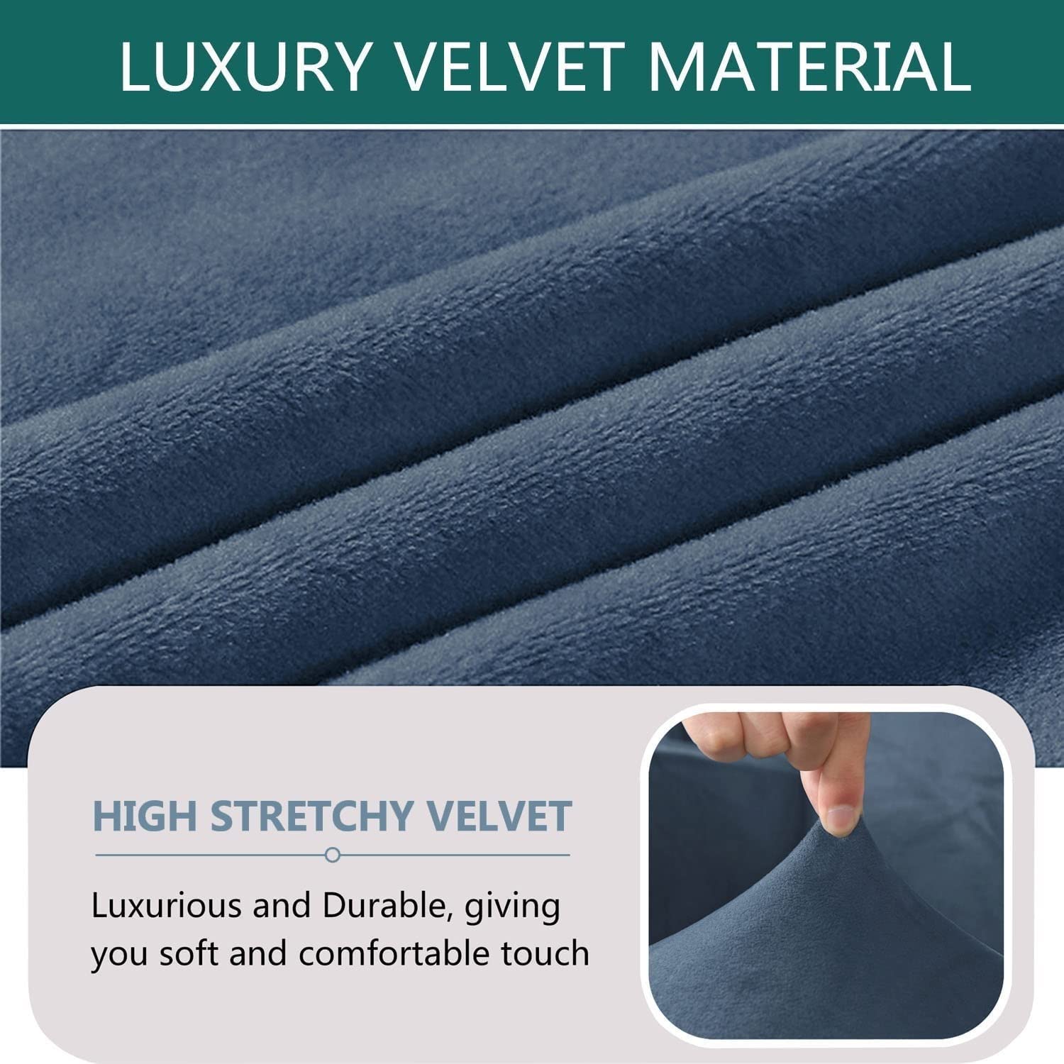 Stretch Velvet Sofa Cover Set - 7 Piece Split Sectional Couch Slipcover with Separate Backrest & Seat Cushion Covers - Turquoise Furniture Protector for Chair, Loveseat & Sofa | Perfect for Living Room, Bedroom & Home Decor