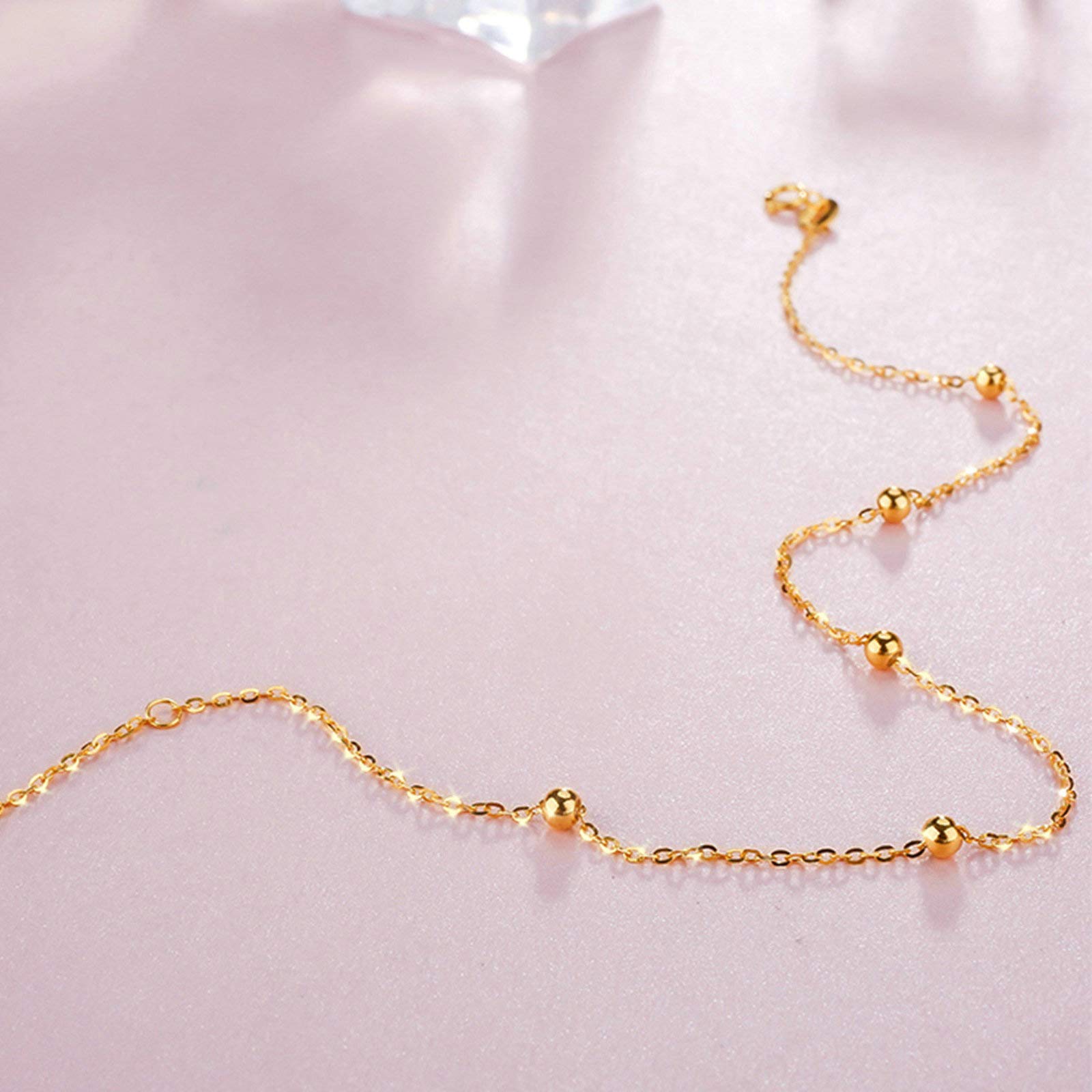 18K Gold Ankle Bracelet for Women - Elegant Beaded Foot Chain Anklet Jewelry - Perfect for Beach, Parties & Everyday Wear