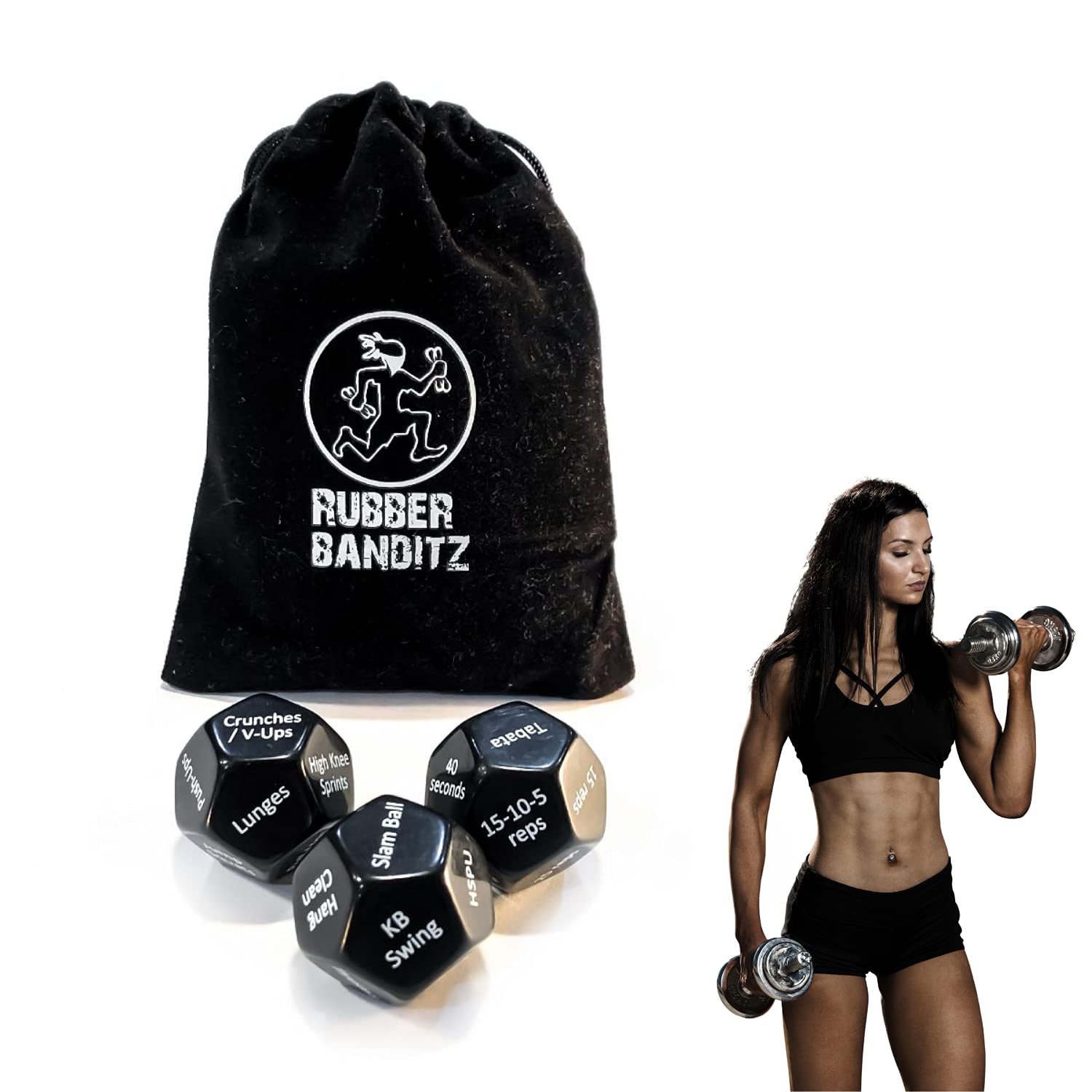 Rubberbanditz Fitness Dice - 12-Sided Full Body Workout Dice for CrossFit, Home & Gym | Fun Exercise Equipment for Strength Training, HIIT & Group Workouts | Perfect for Fitness Challenges & Family Game Nights